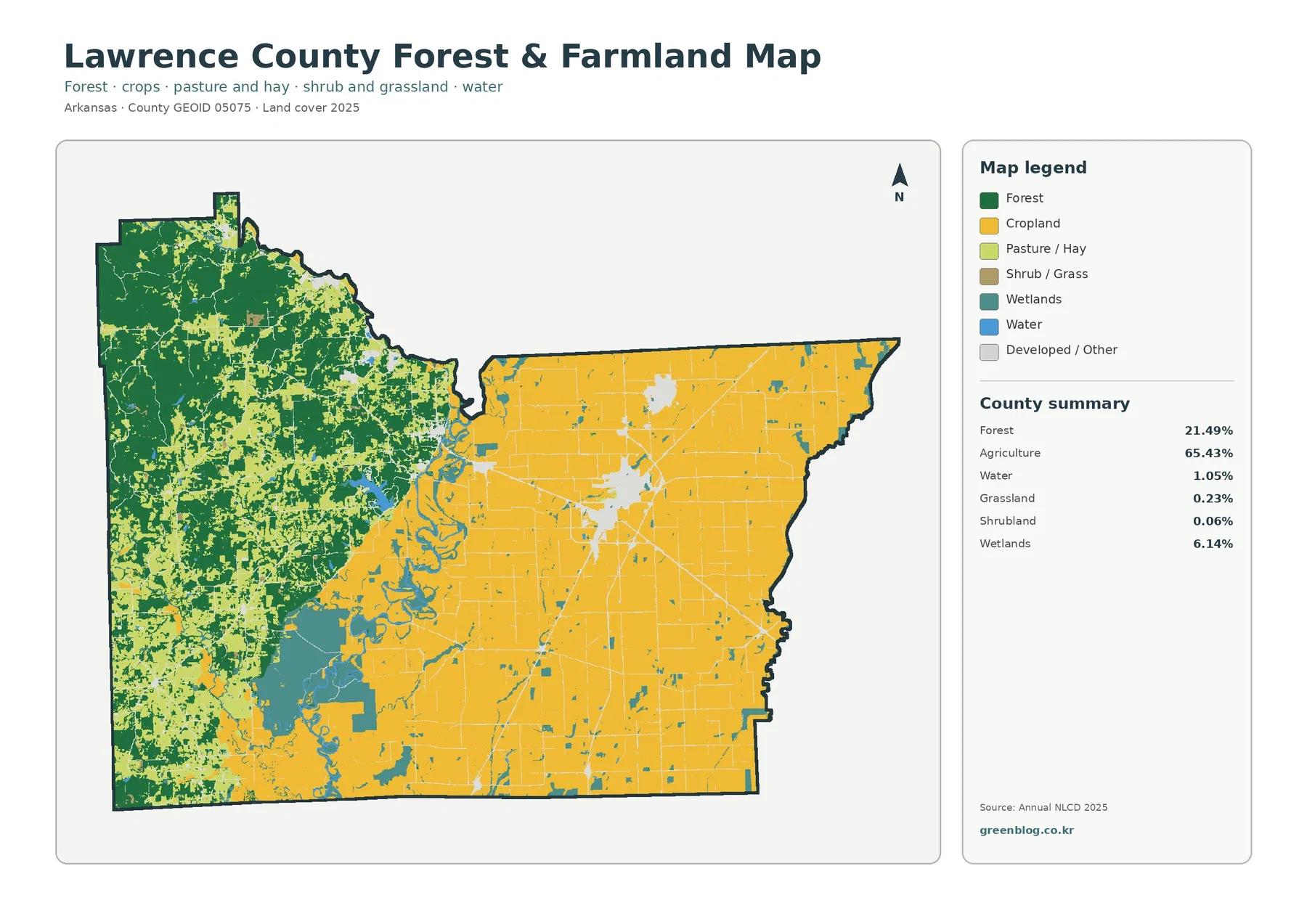 Lawrence County forest and farmland map