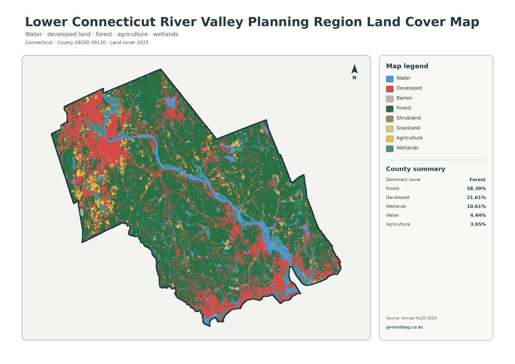 Lower Connecticut River Valley Planning Region 토지 피복 지도