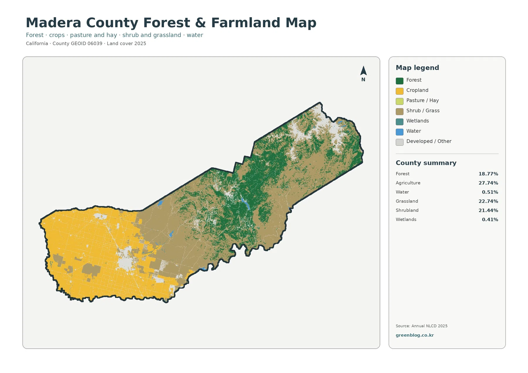 Madera County 산림·농경지 지도