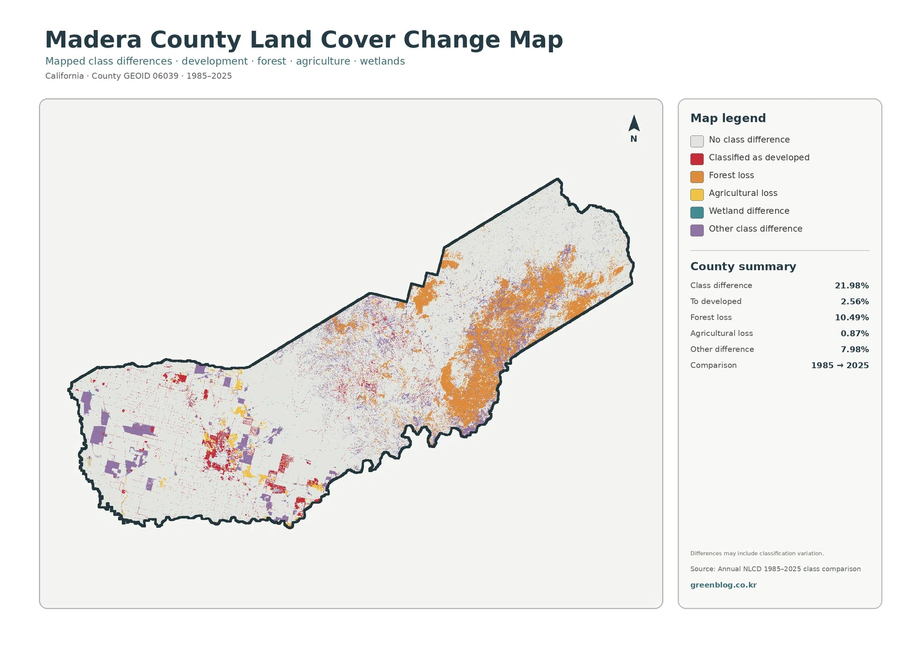 Madera County 토지 피복 변화 지도