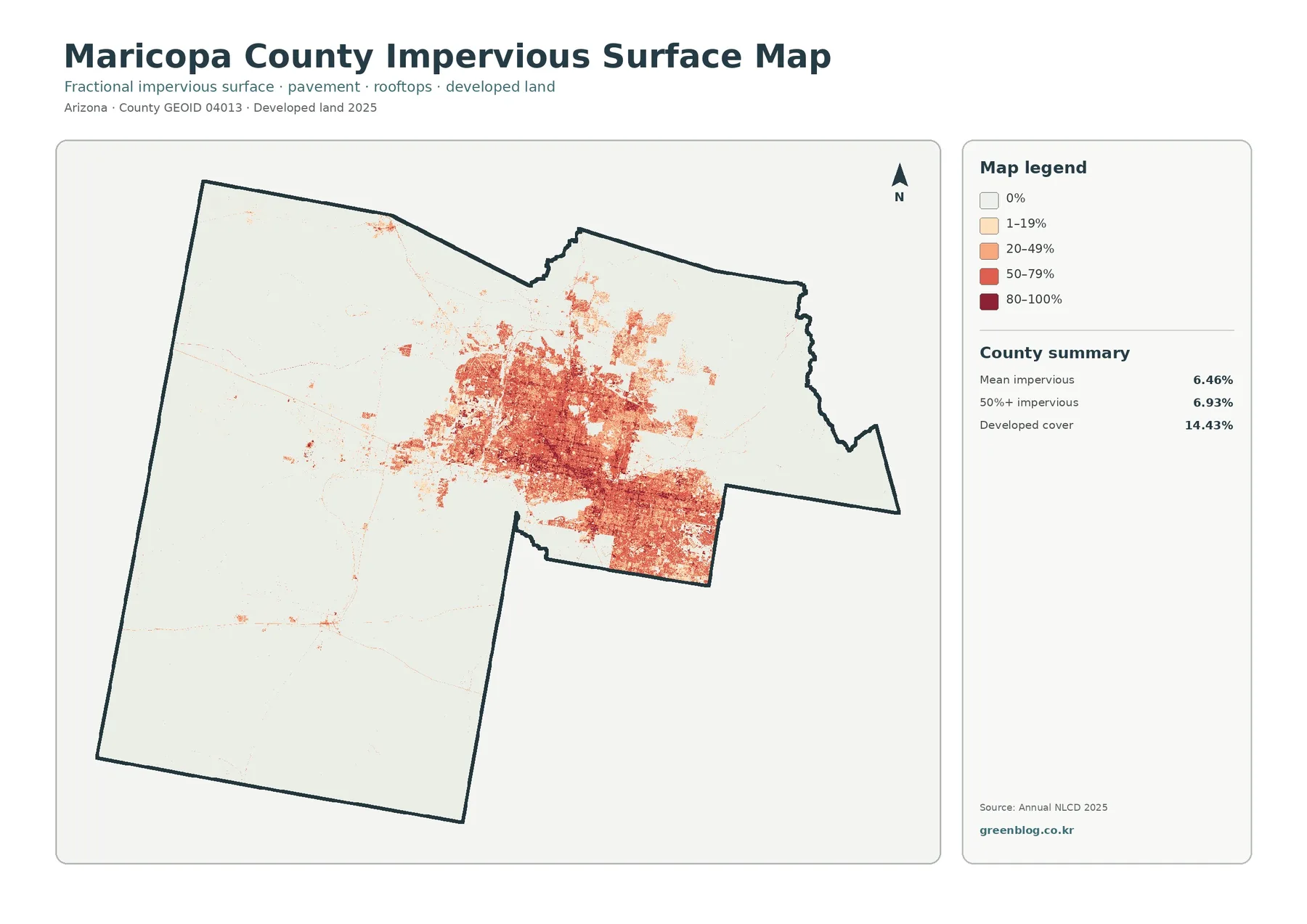 Maricopa County 불투수·개발지 지도