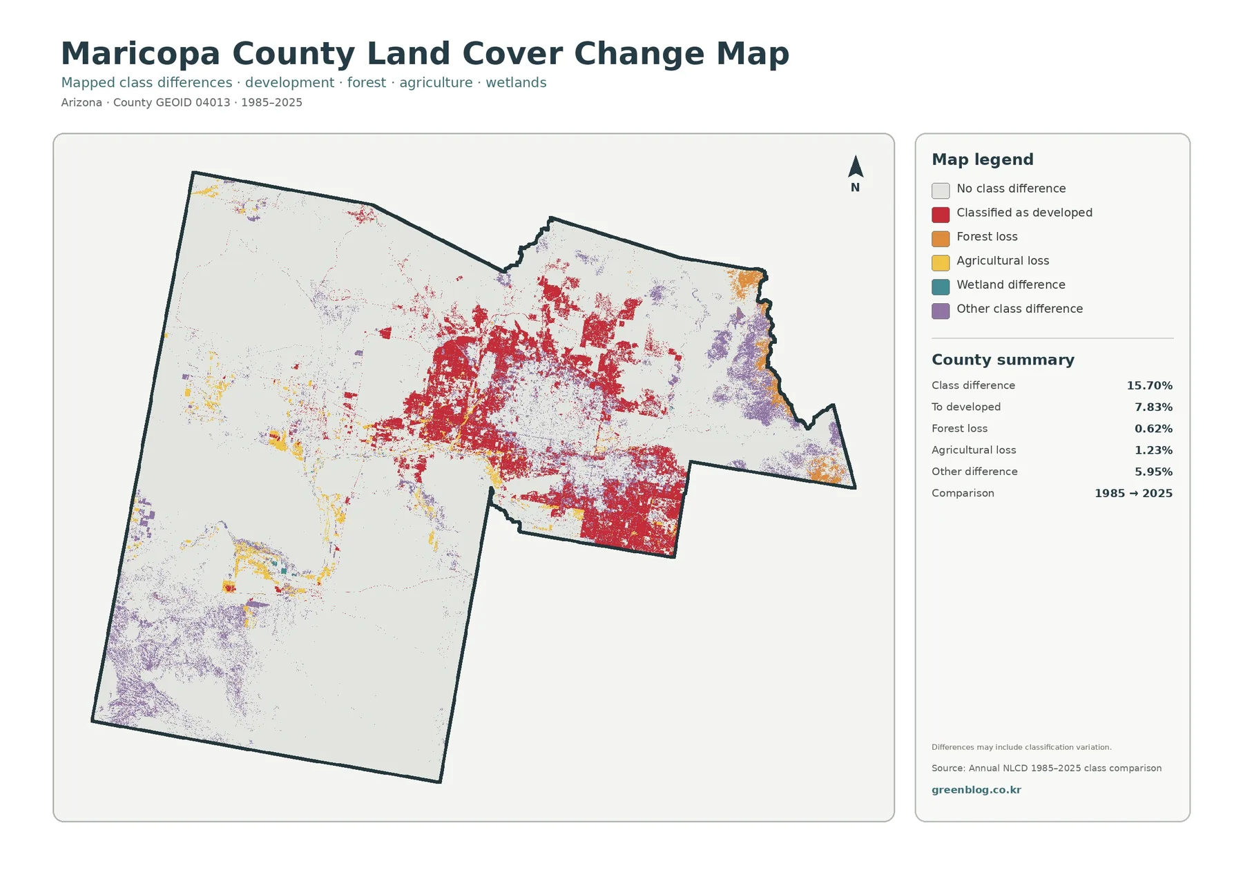 Maricopa County 토지 피복 변화 지도