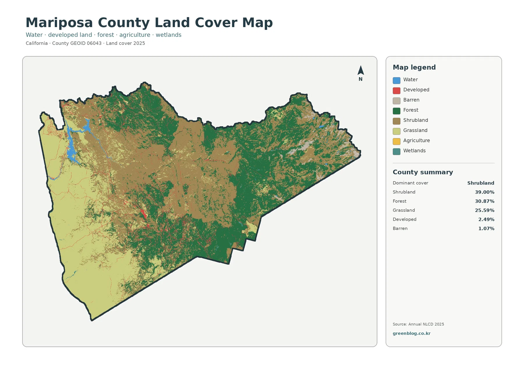 Mariposa County 토지 피복 지도