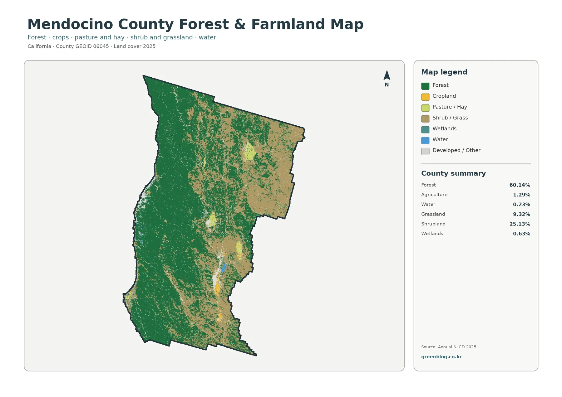 Mendocino County 산림·농경지 지도