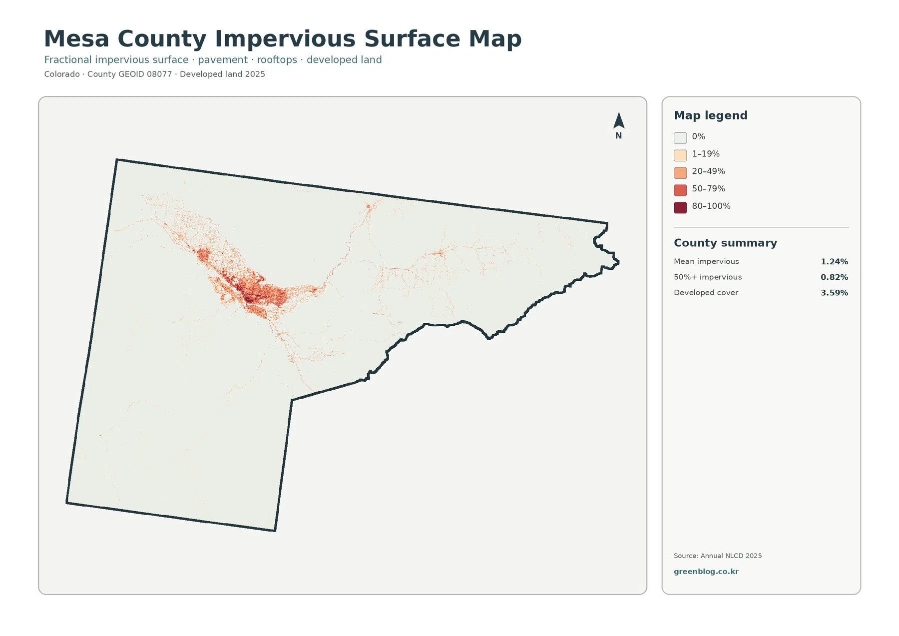 Mesa County 불투수·개발지 지도