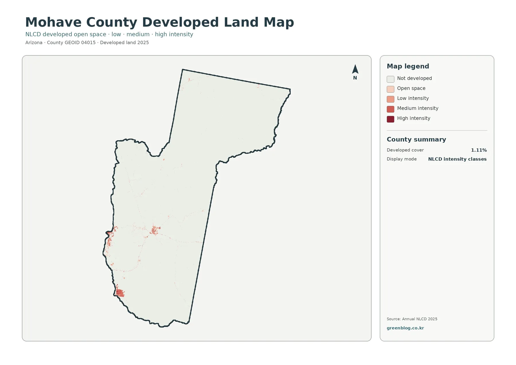 Mohave County 불투수·개발지 지도