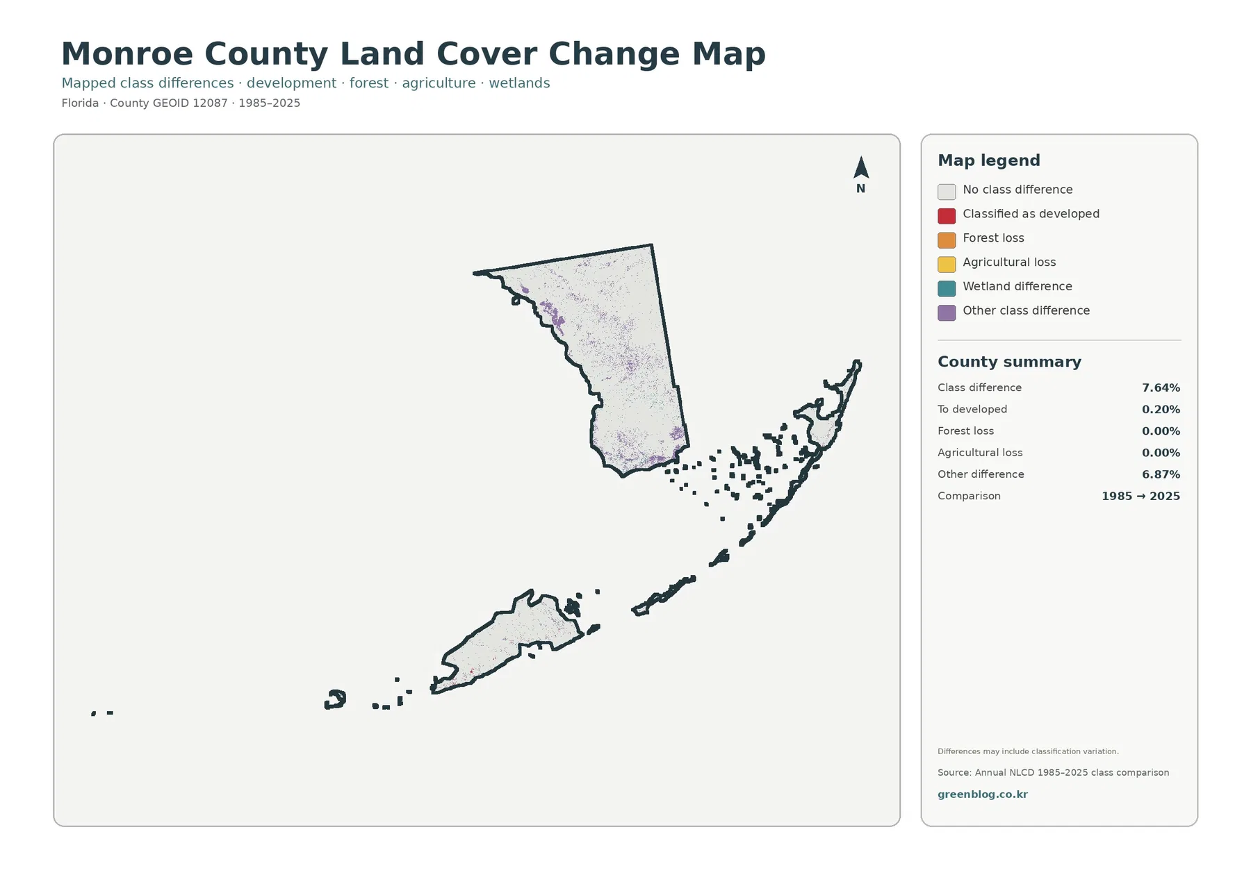 Monroe County 토지 피복 변화 지도