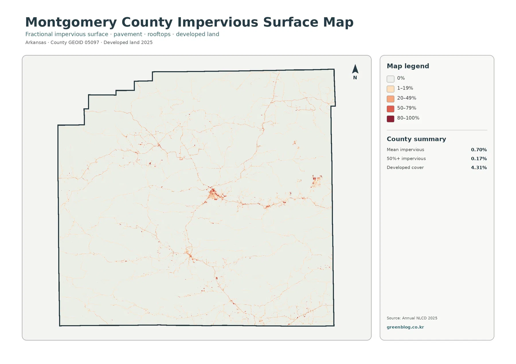 Montgomery County 불투수·개발지 지도