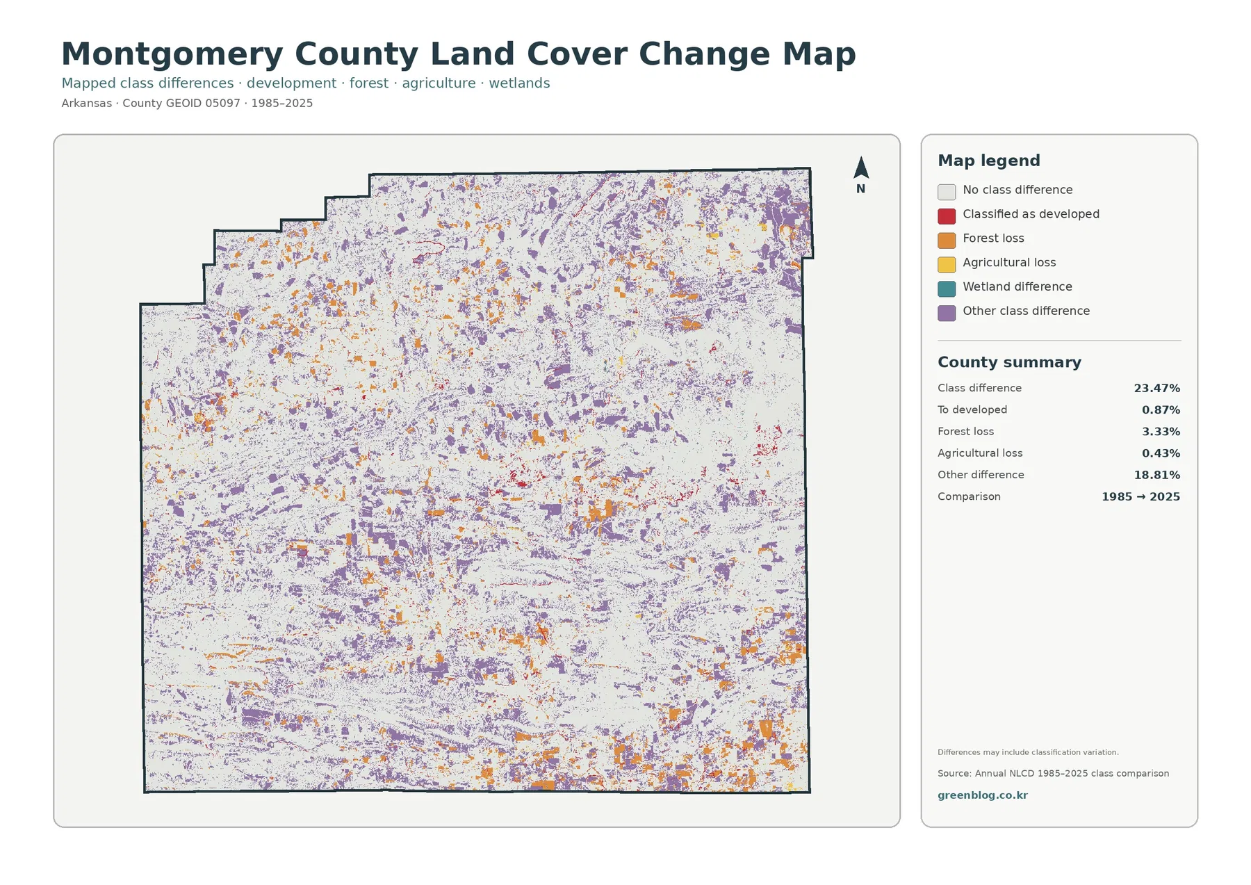 Montgomery County 토지 피복 변화 지도