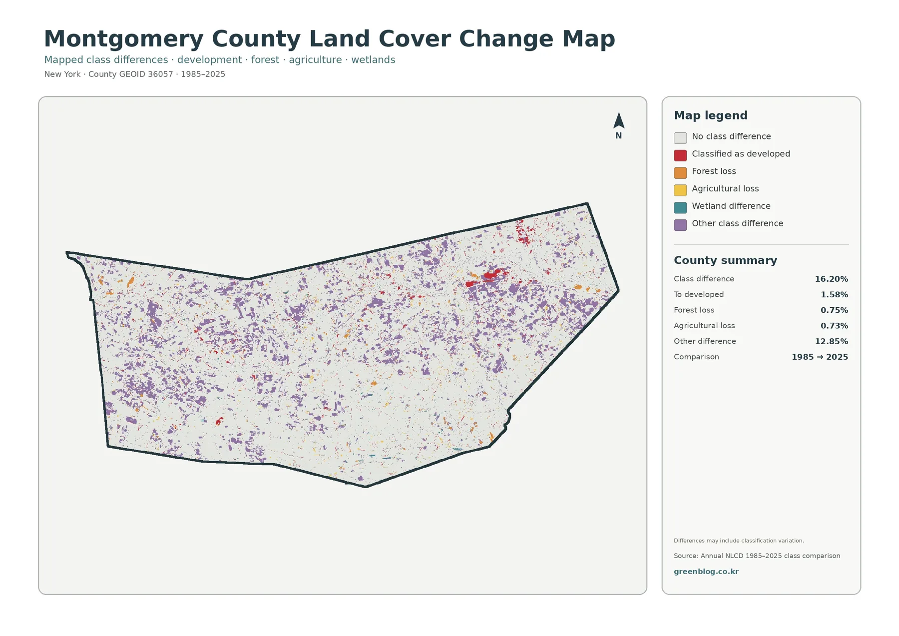 Montgomery County 토지 피복 변화 지도