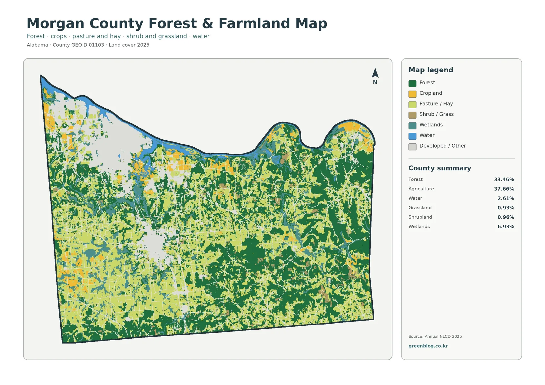 Morgan County forest and farmland map