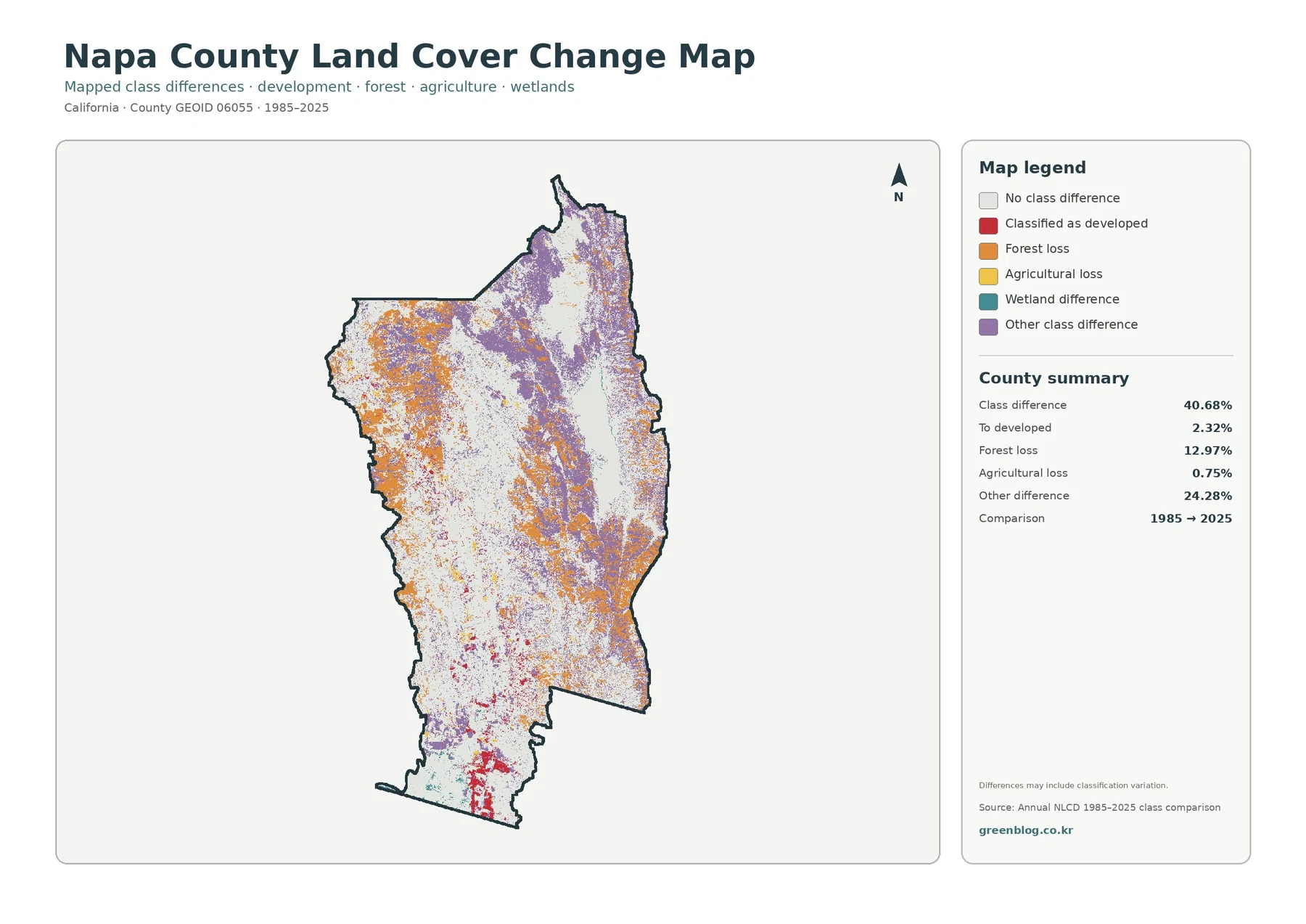 Napa County 토지 피복 변화 지도