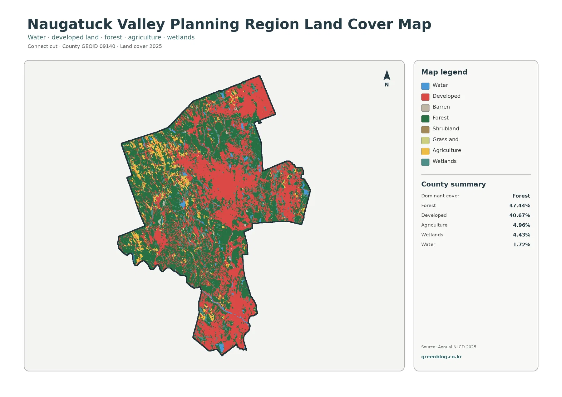 Naugatuck Valley Planning Region 토지 피복 지도