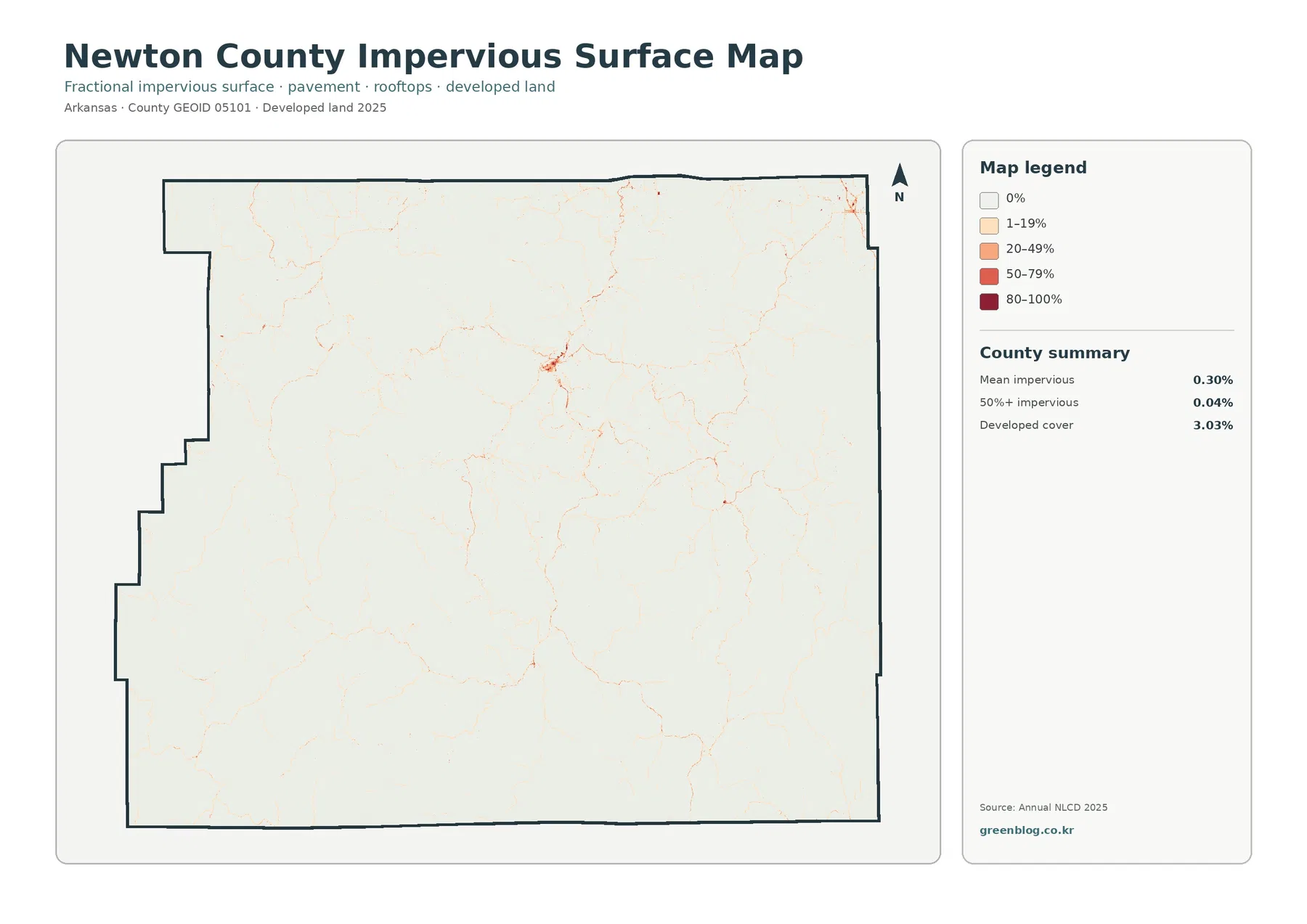 Newton County impervious surface and developed land map