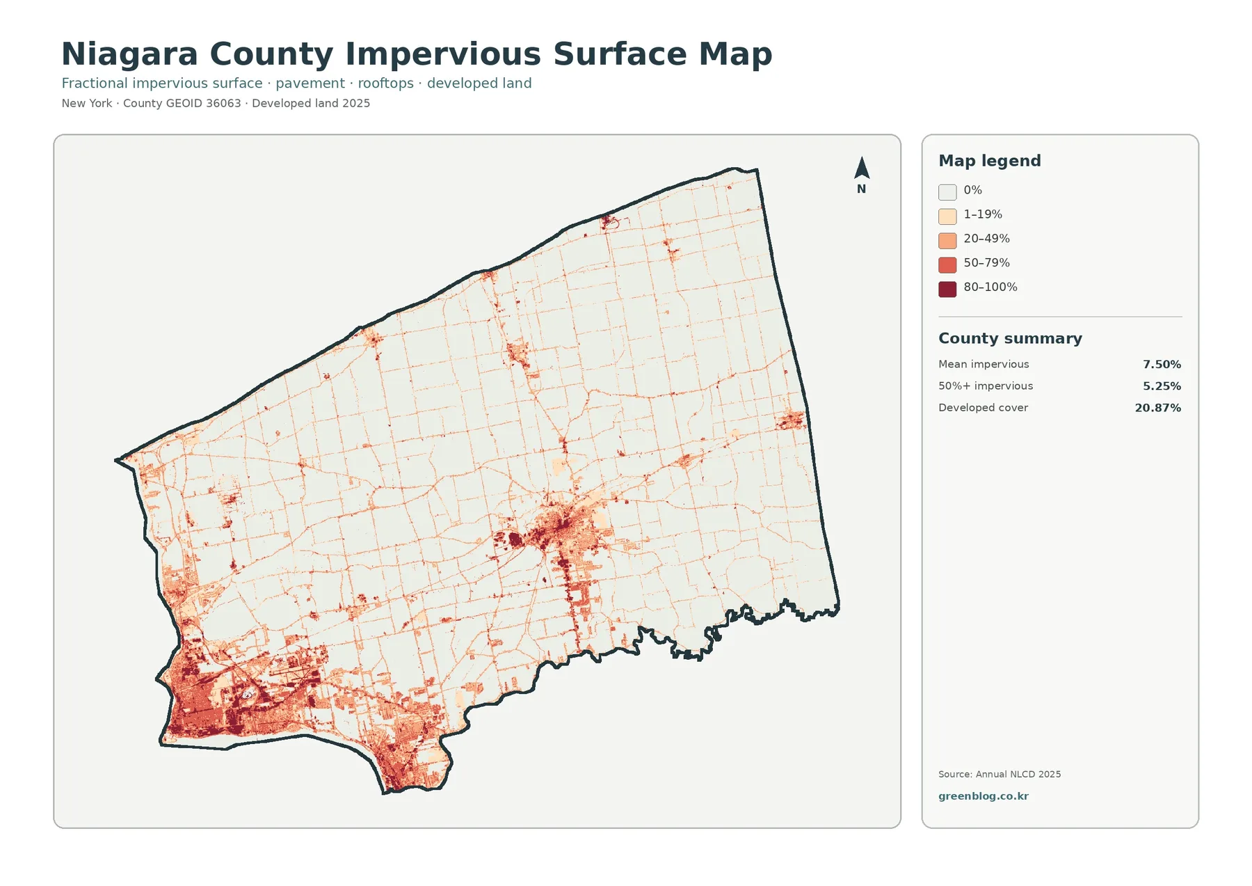 Niagara County 불투수·개발지 지도