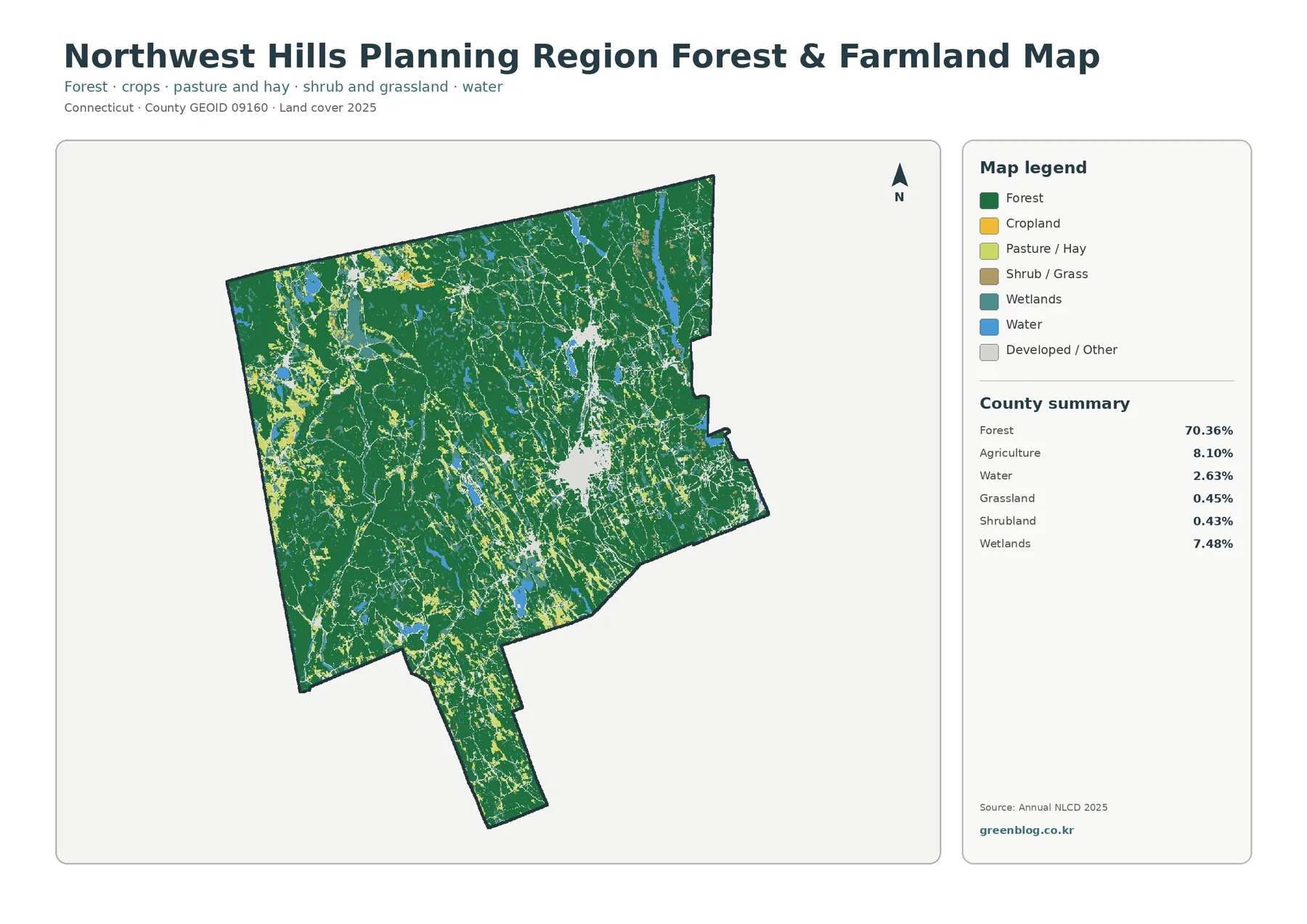Northwest Hills Planning Region forest and farmland map