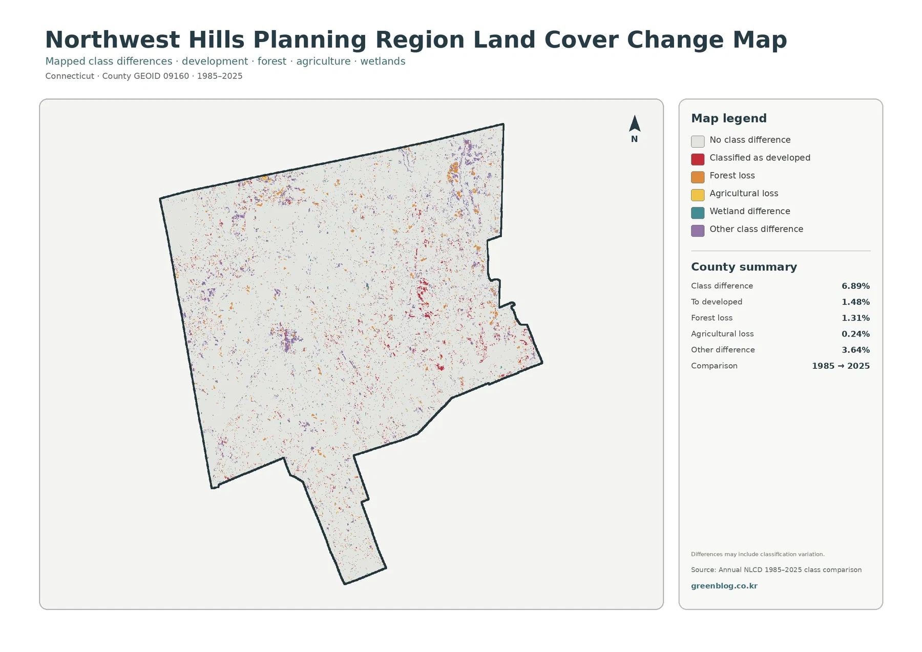 Northwest Hills Planning Region land cover change map
