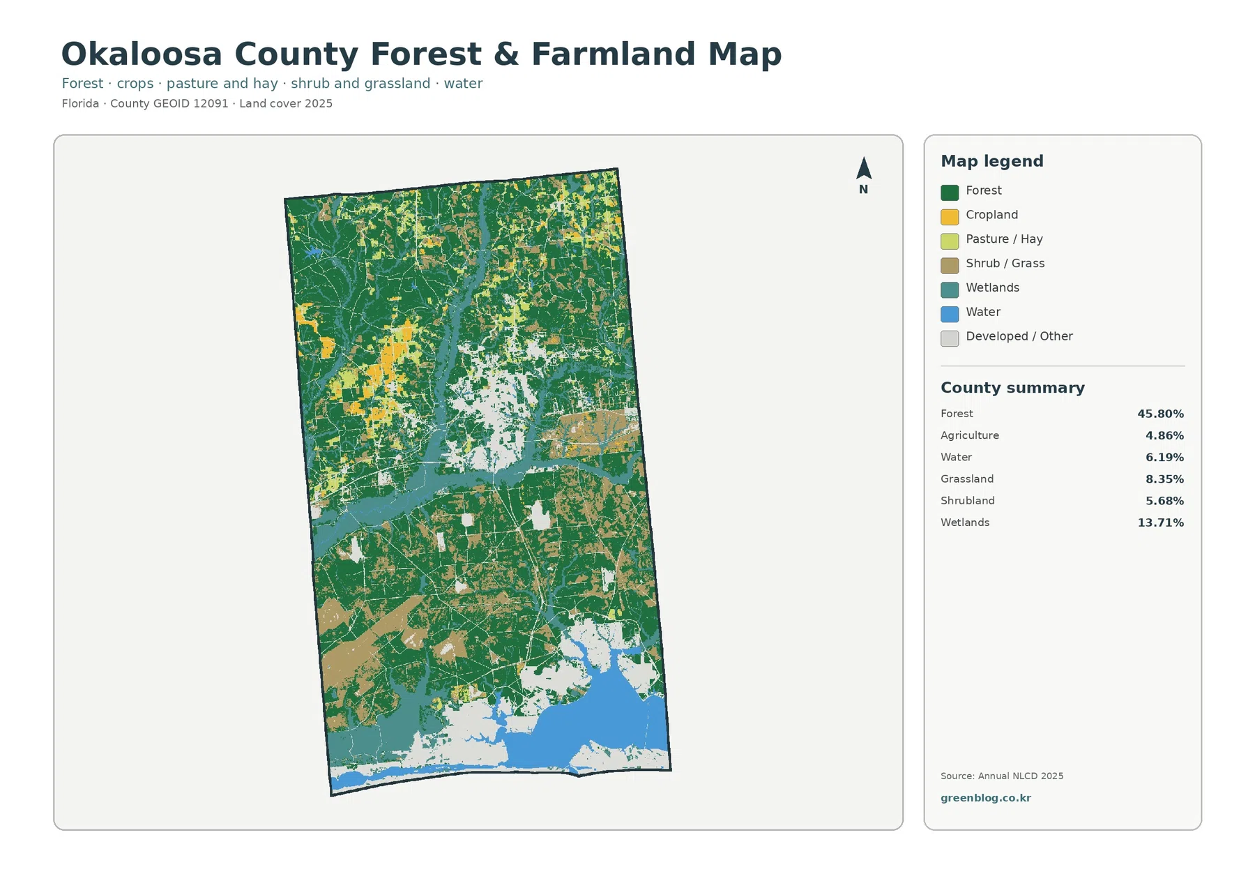 Okaloosa County forest and farmland map