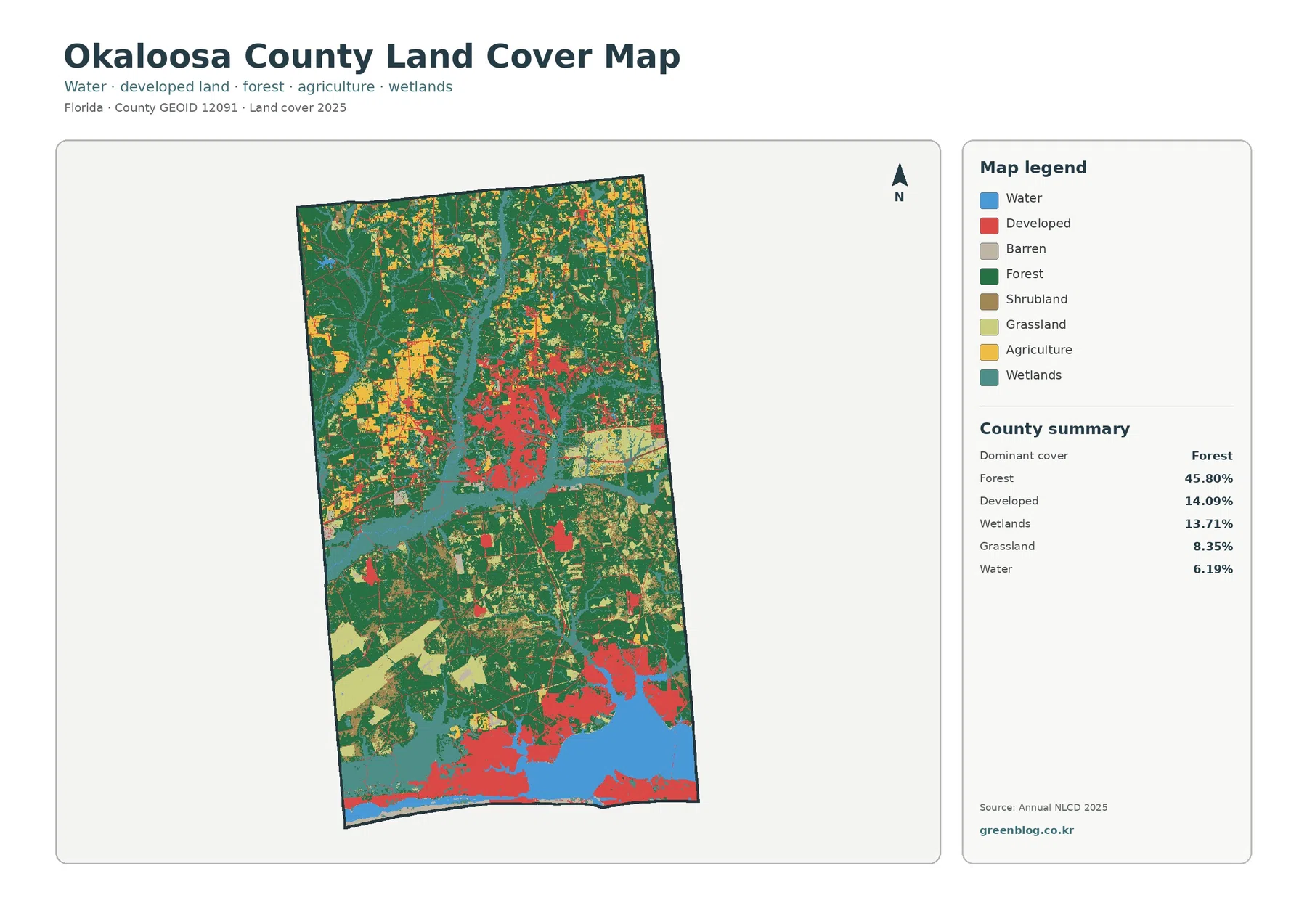 Okaloosa County land cover map