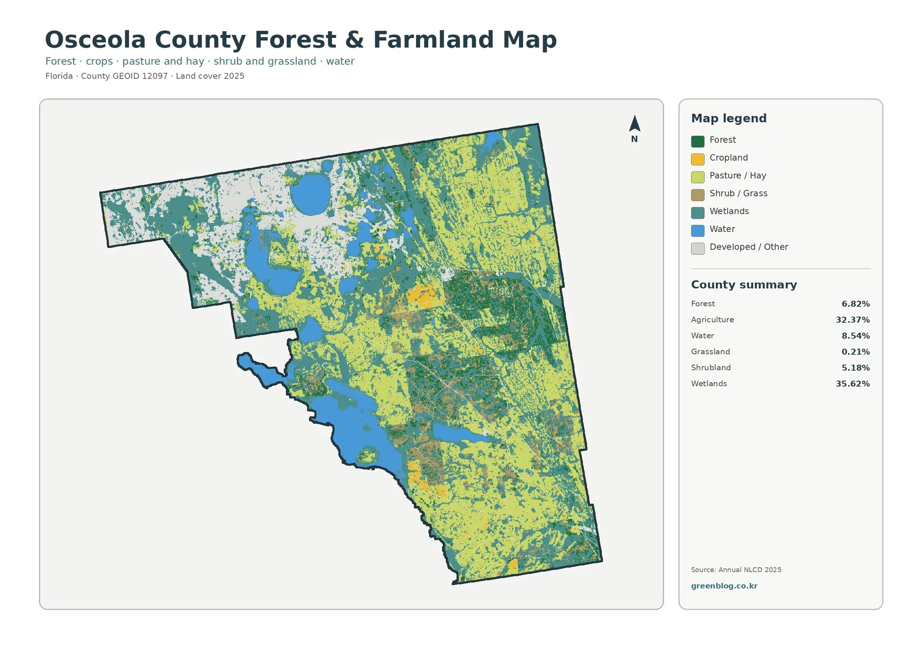Osceola County forest and farmland map