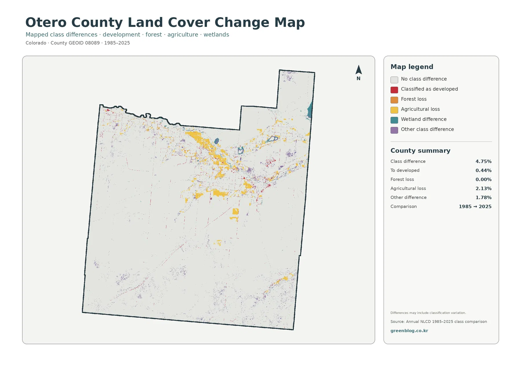 Otero County land cover change map
