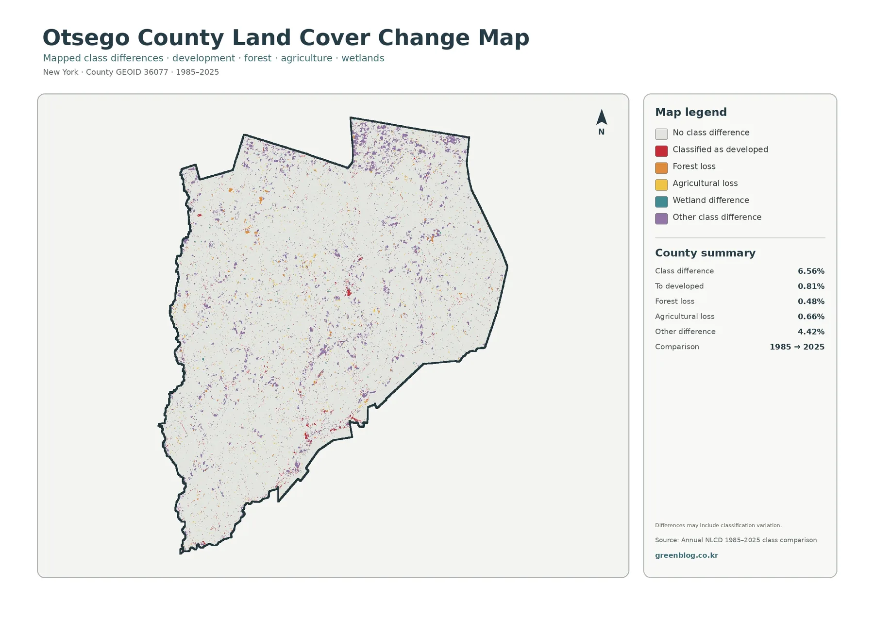 Otsego County 토지 피복 변화 지도