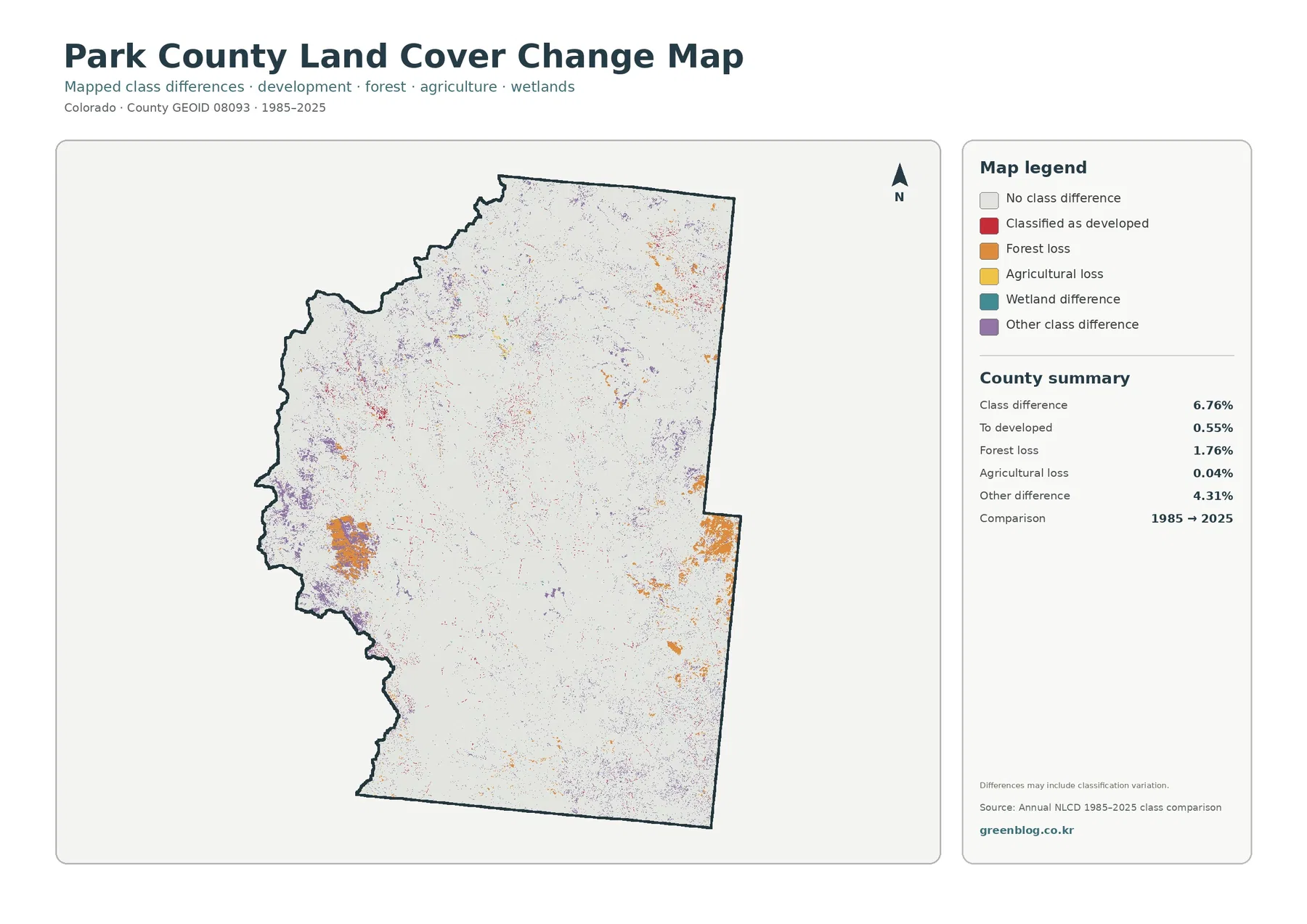 Park County land cover change map