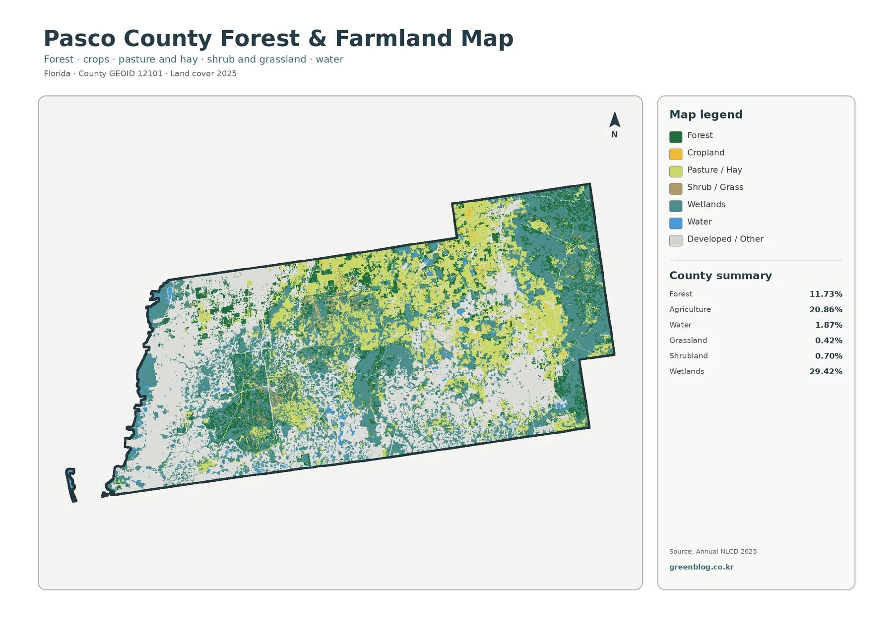 Pasco County forest and farmland map