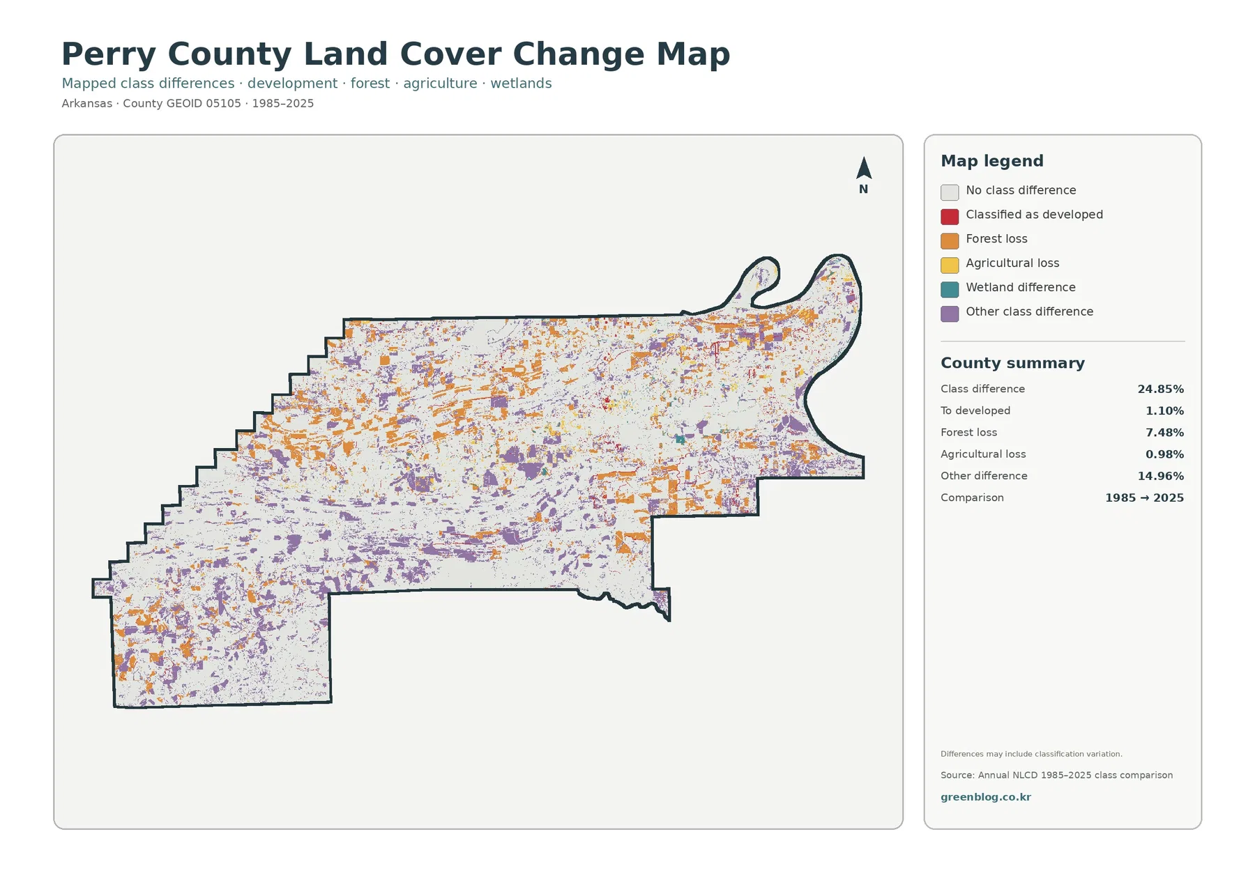Perry County land cover change map