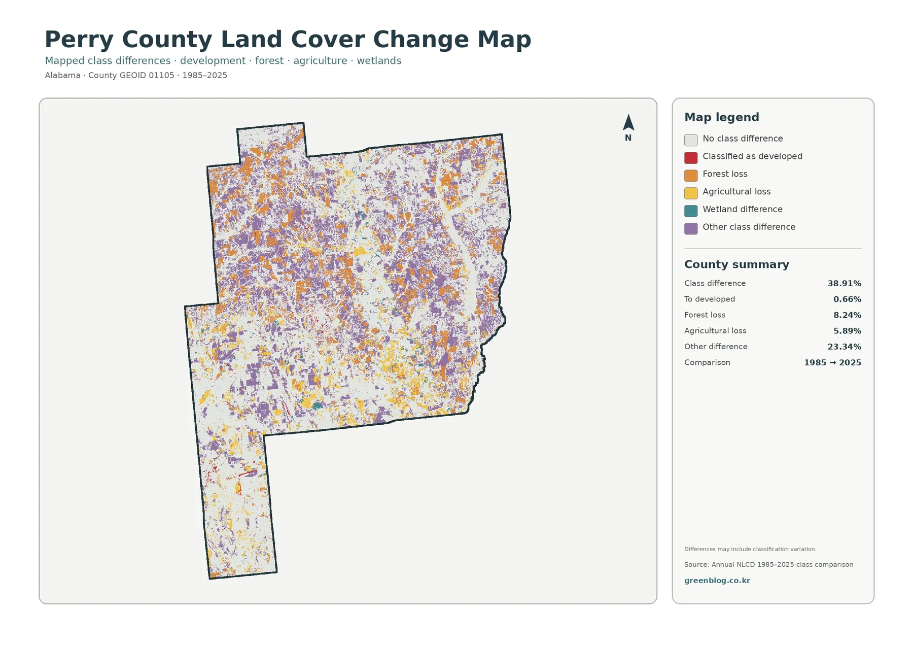 Perry County land cover change map