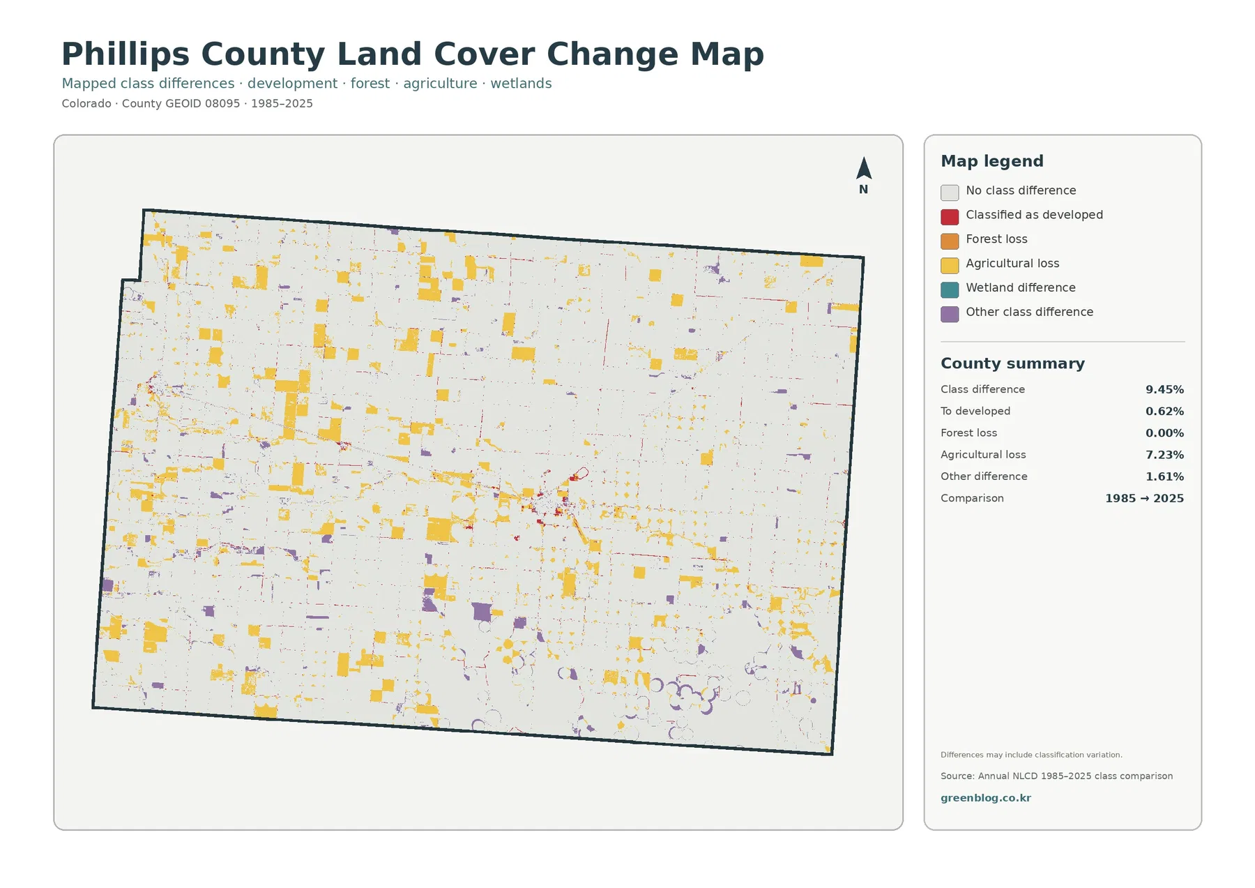 Phillips County land cover change map