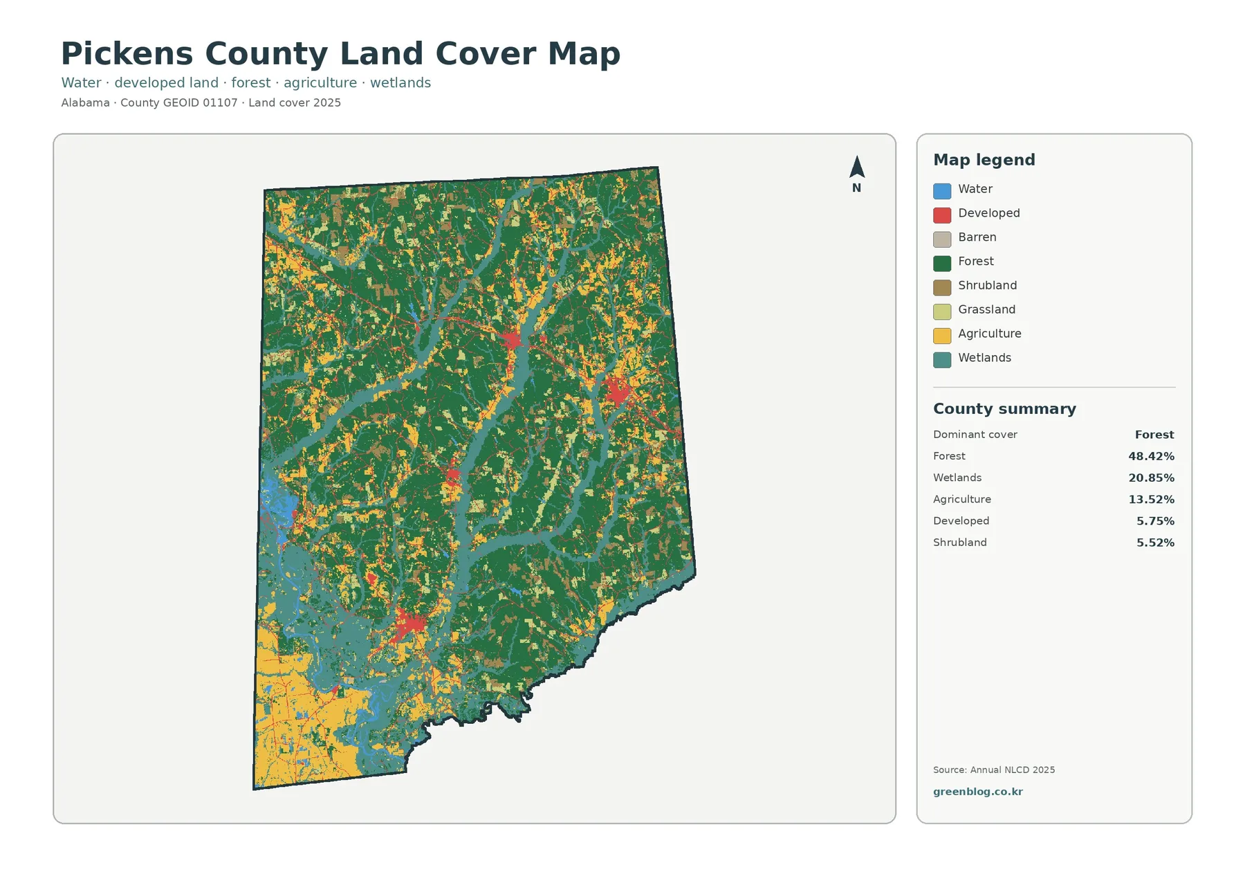 Pickens County land cover map featured image