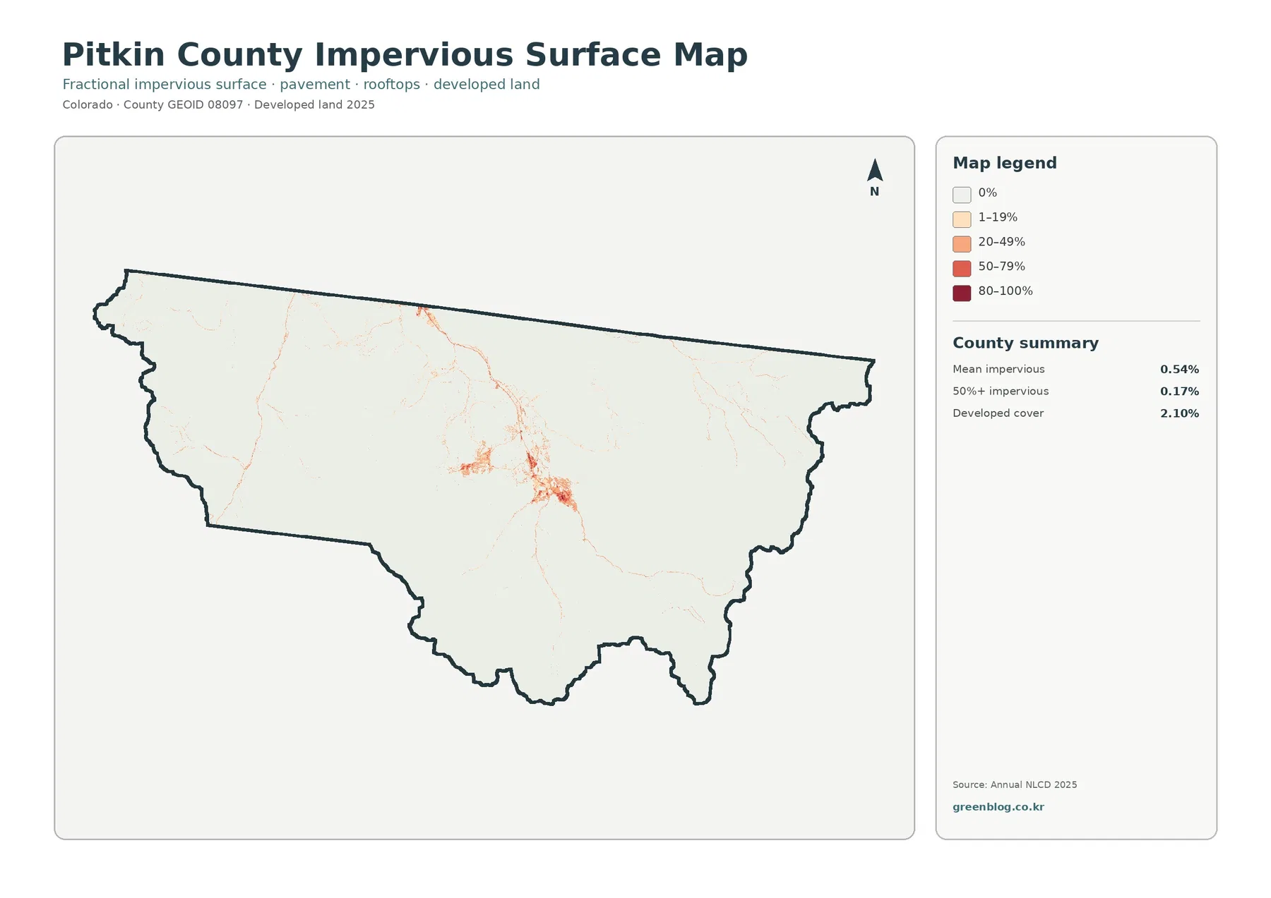 Pitkin County impervious surface and developed land map