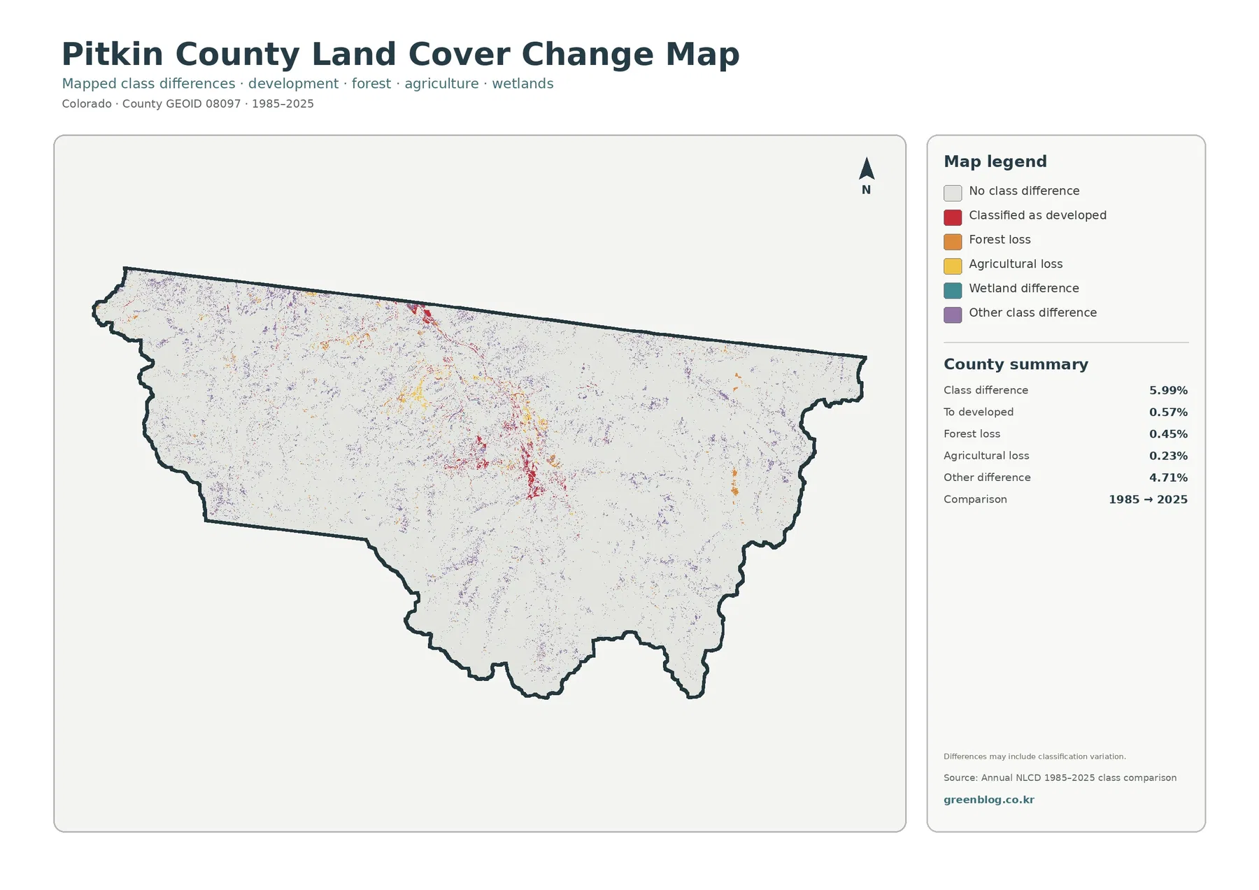 Pitkin County land cover change map