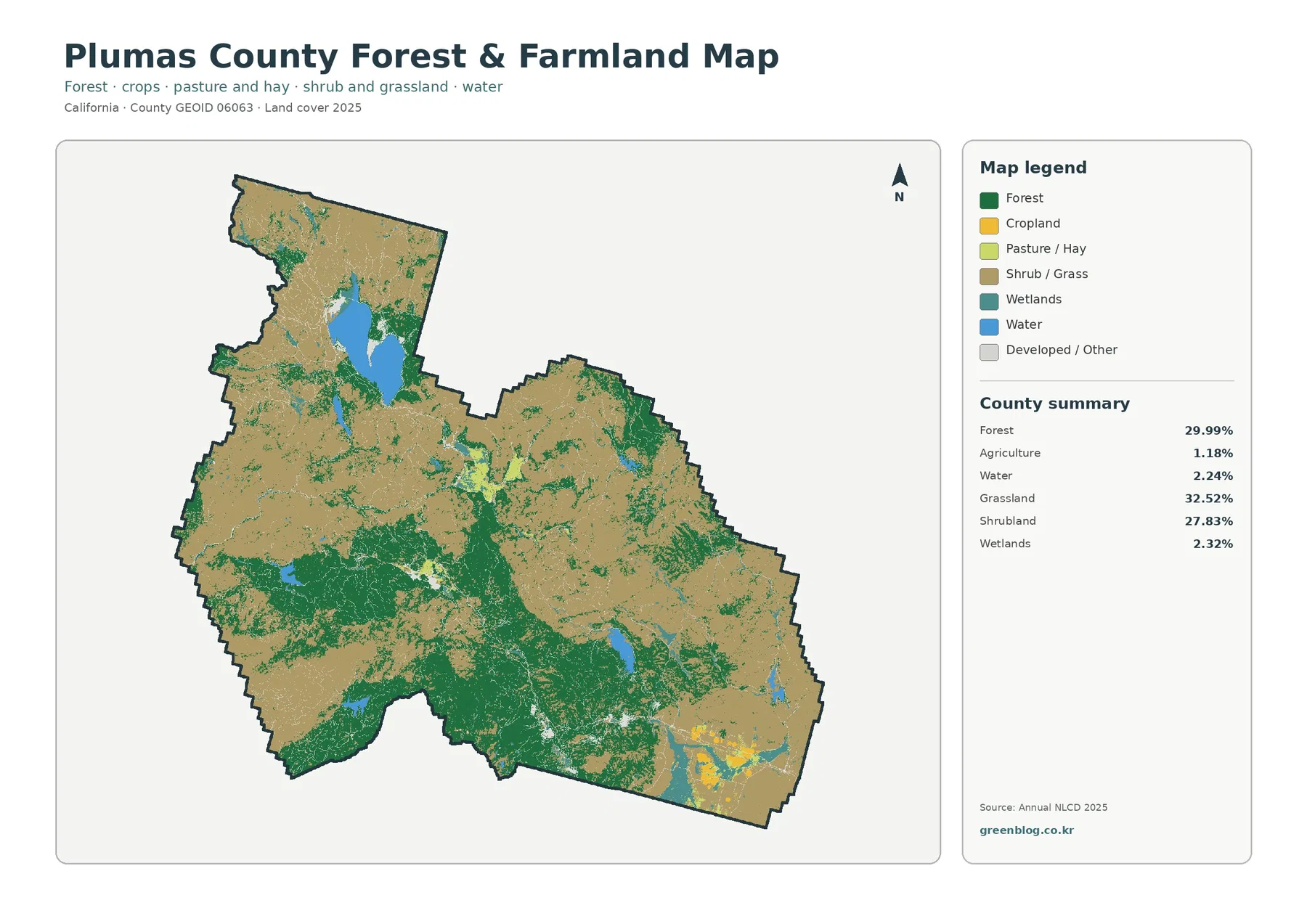 Plumas County forest and farmland map