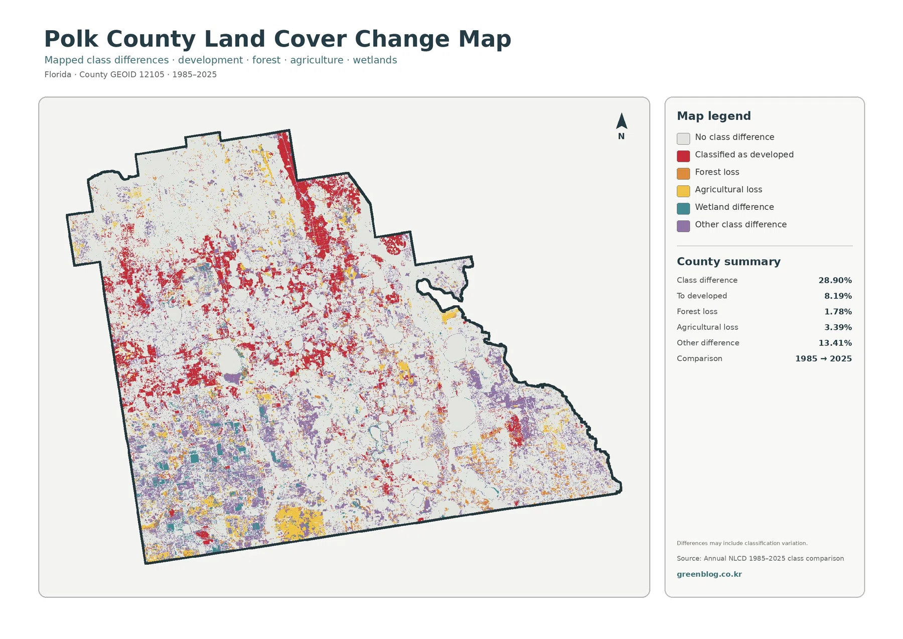 Polk County land cover change map