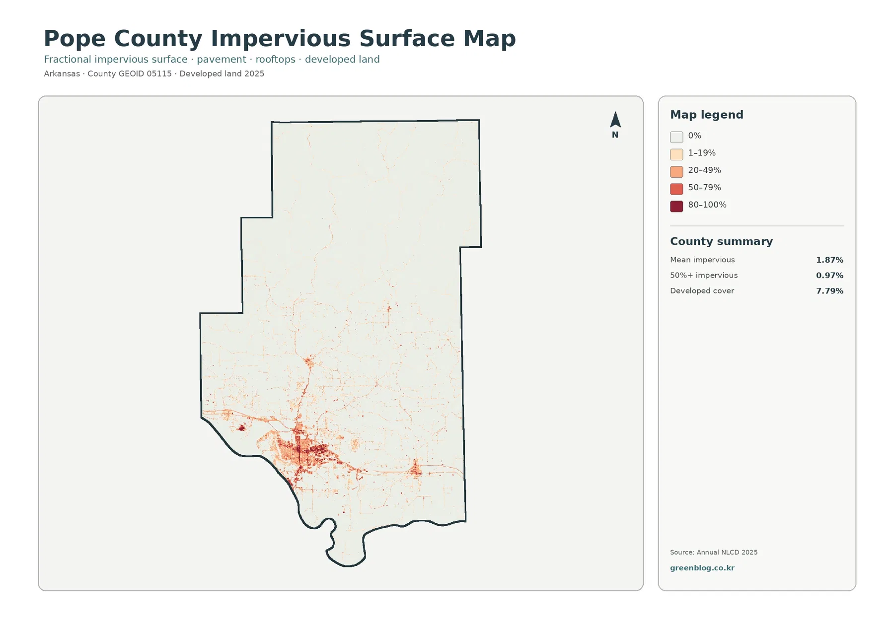 County 불투수·개발지 지도