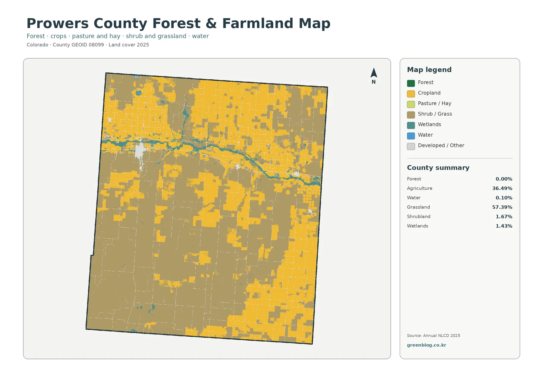 Prowers County forest and farmland map