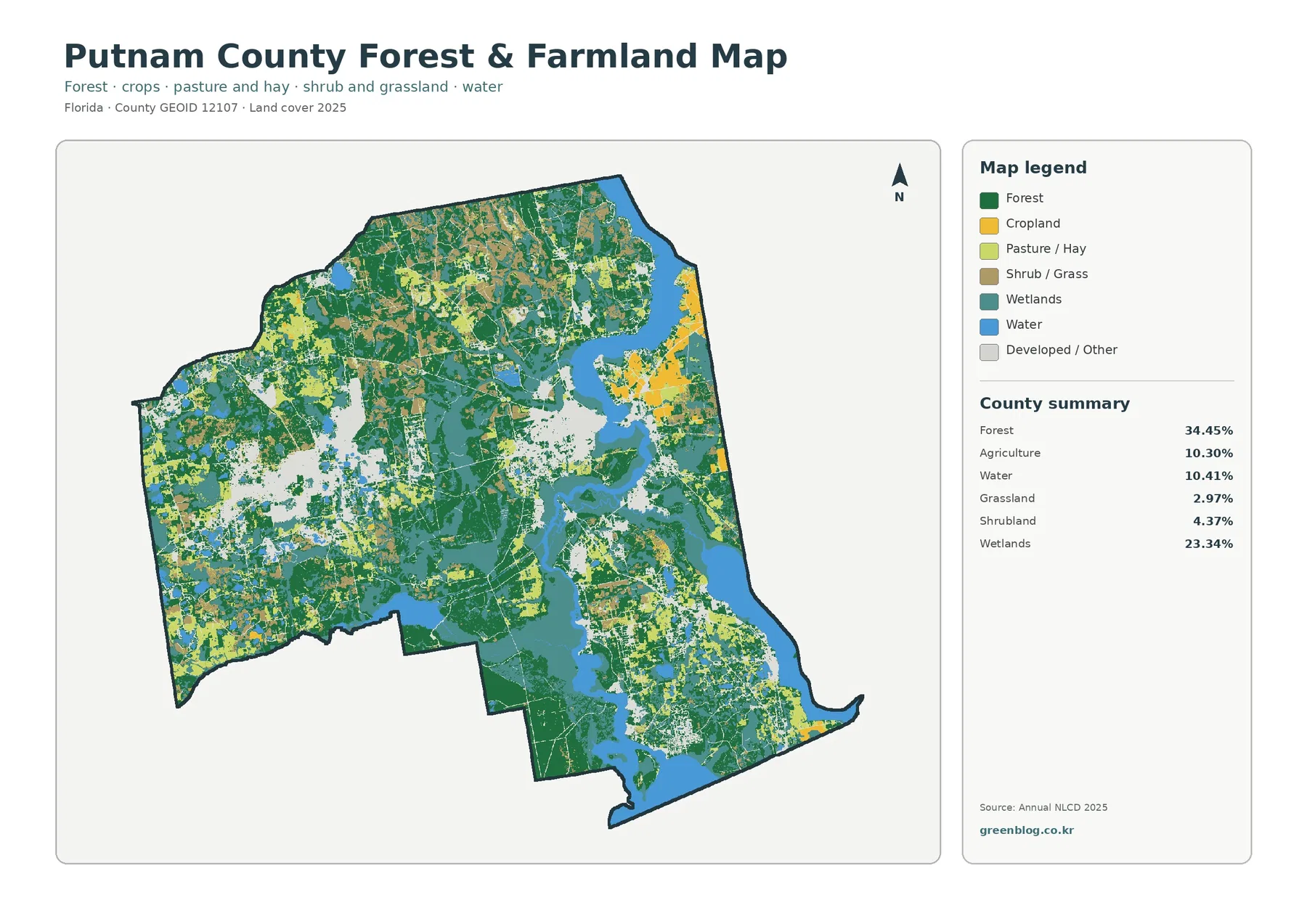 Putnam County forest and farmland map