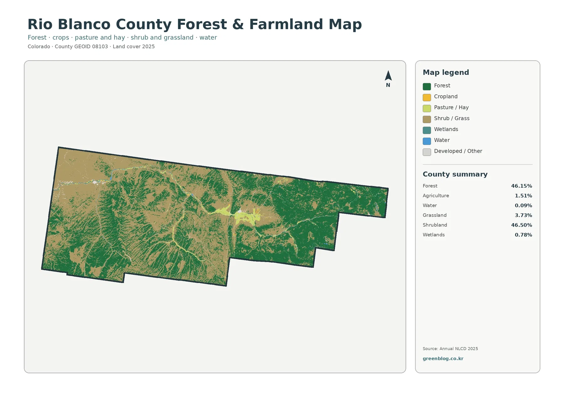Rio Blanco County forest and farmland map