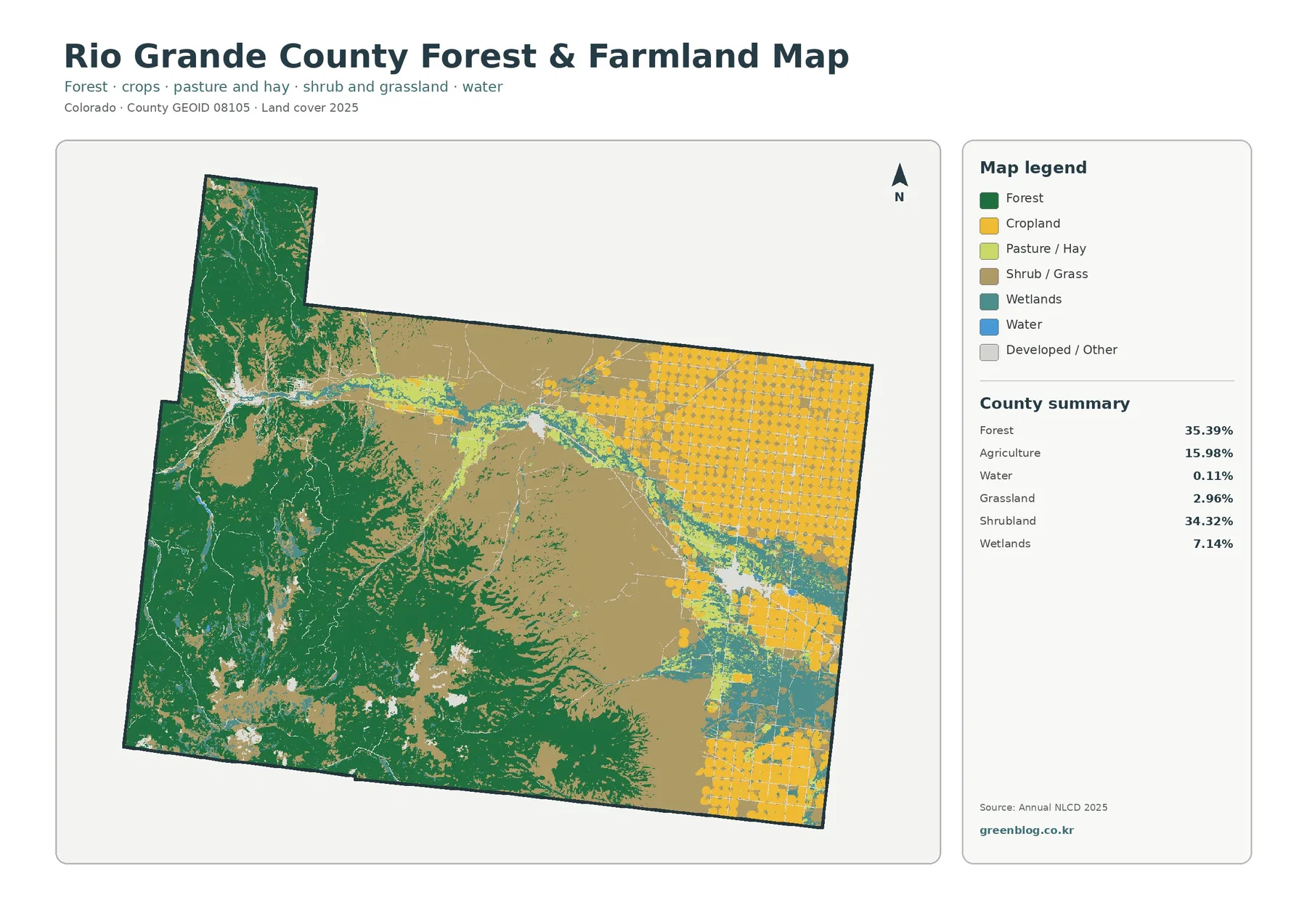 Rio Grande County forest and farmland map
