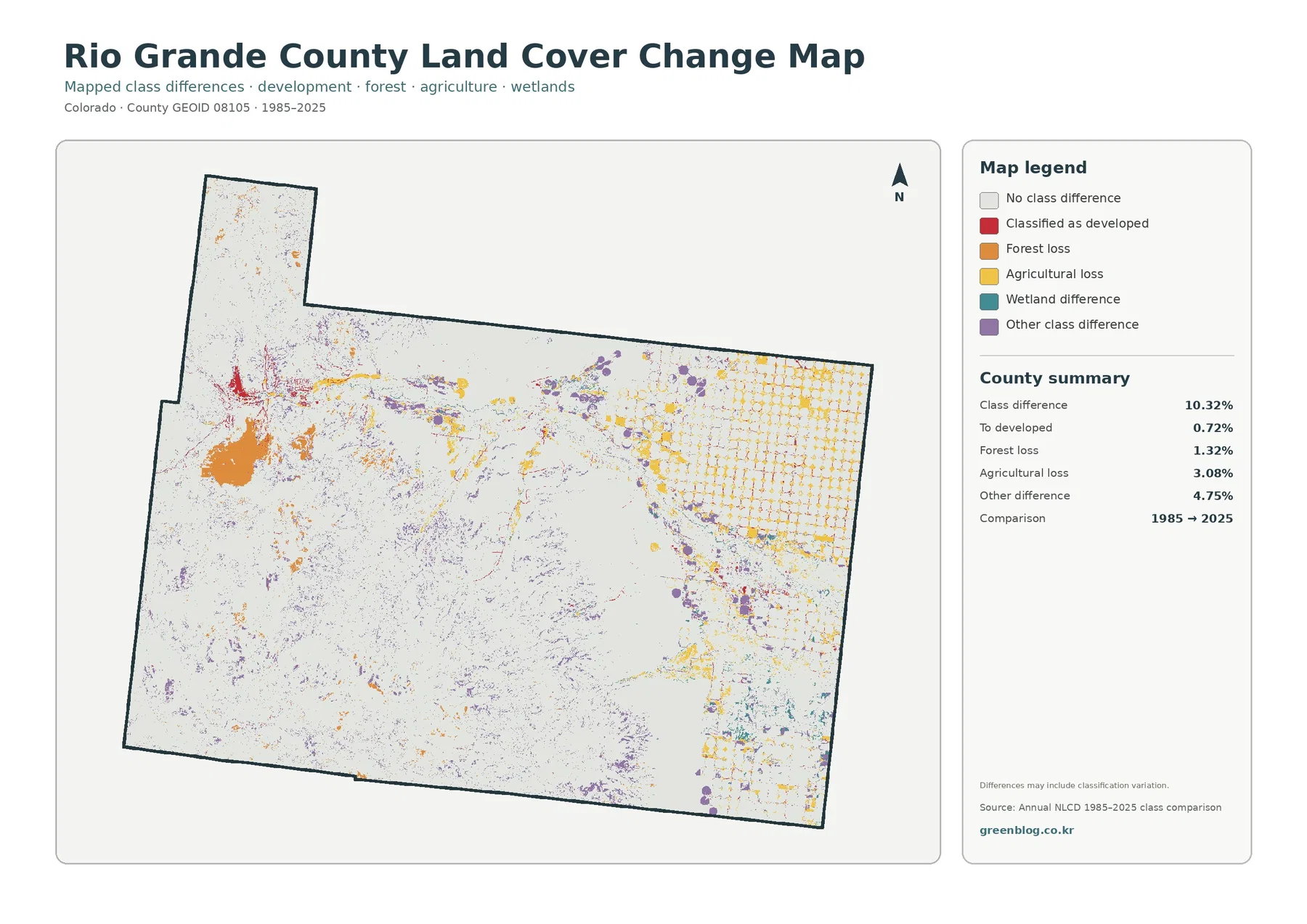 Rio Grande County land cover change map