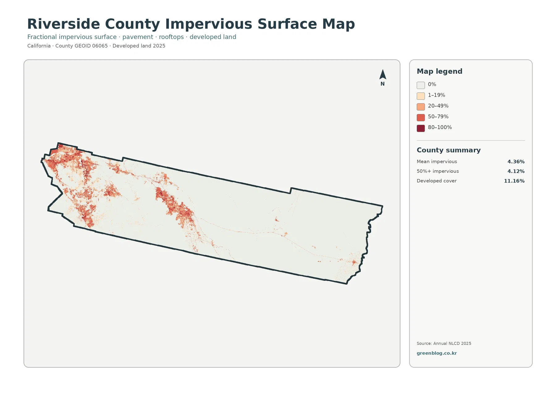 Riverside County impervious surface and developed land map