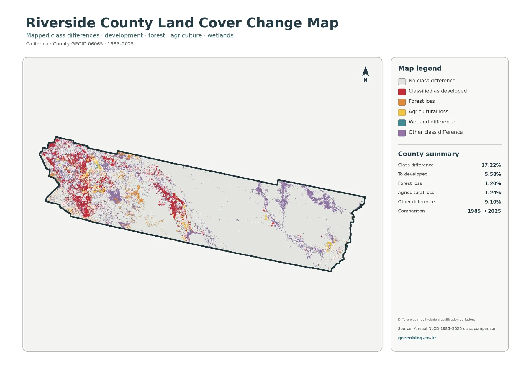 Riverside County land cover change map