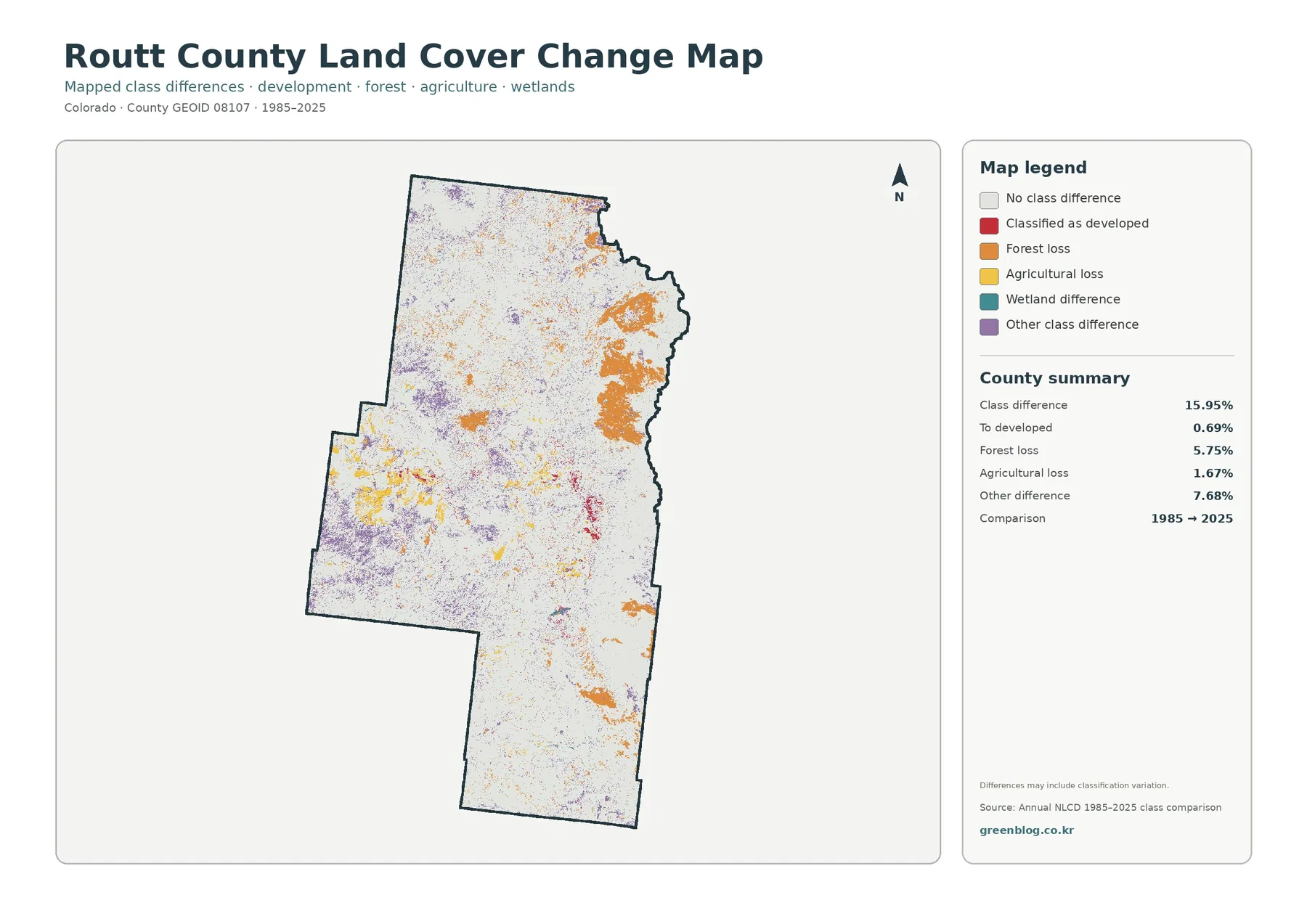 Routt County land cover change map