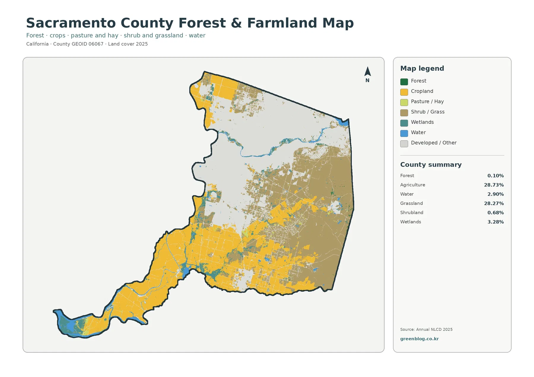 Sacramento County 산림·농경지 지도
