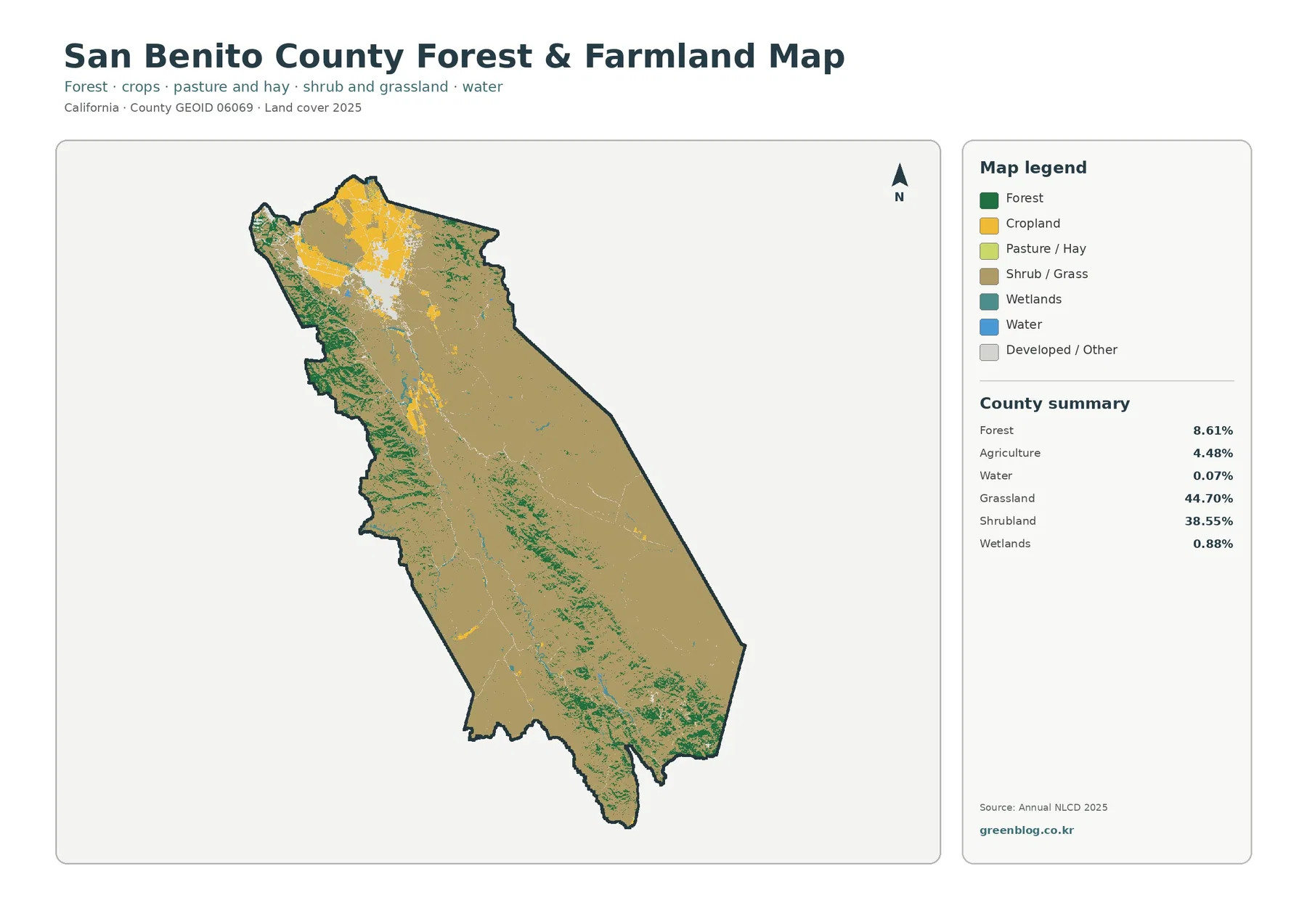San Benito County 산림·농경지 지도