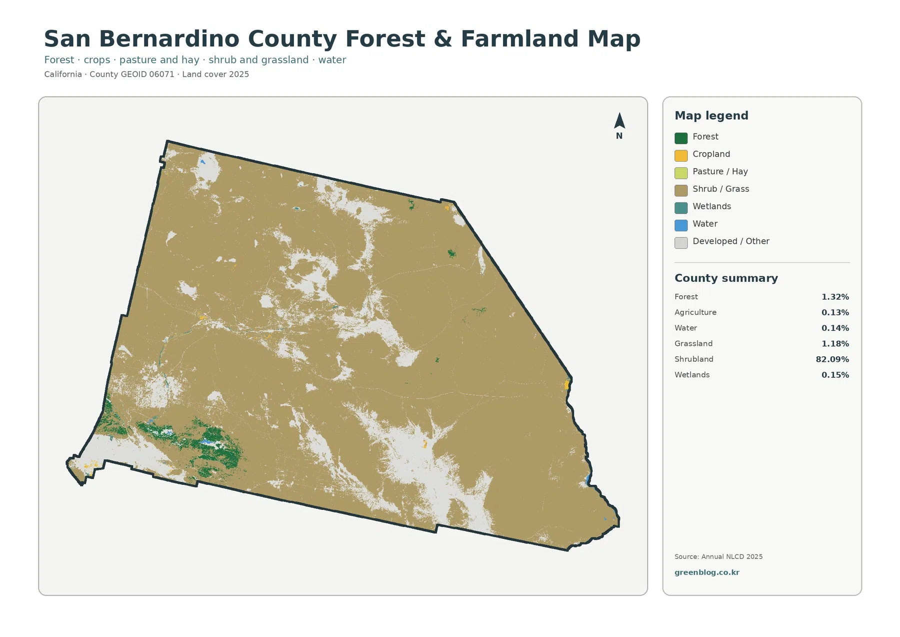 San Bernardino County 산림·농경지 지도