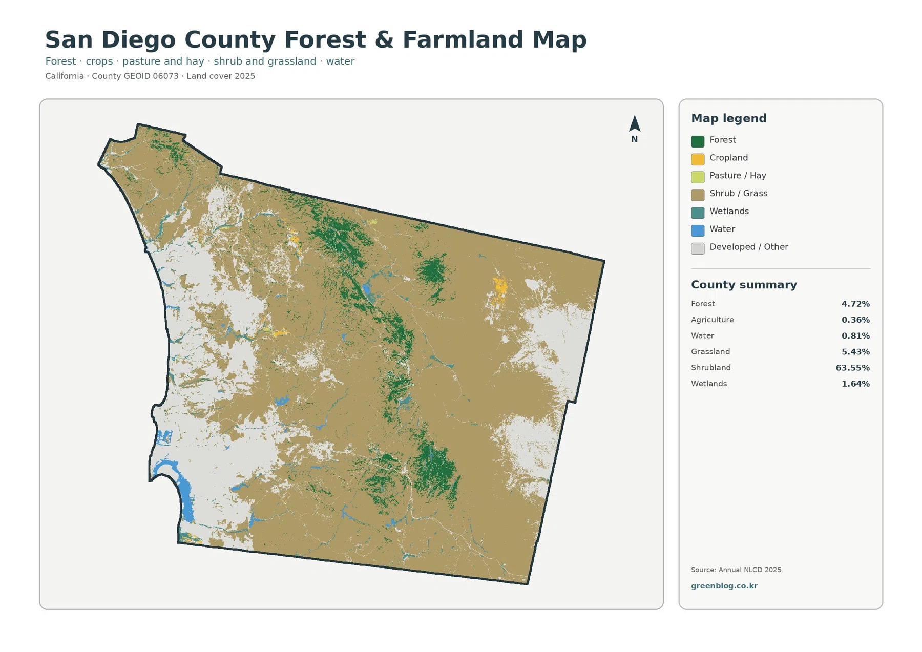 San Diego County forest and farmland map