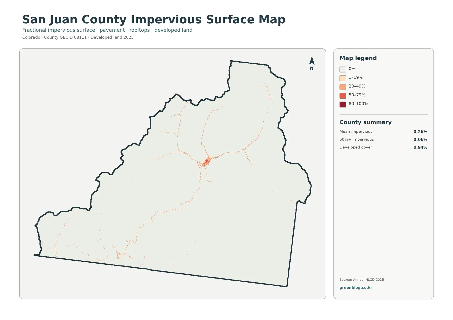San Juan County impervious surface and developed land map